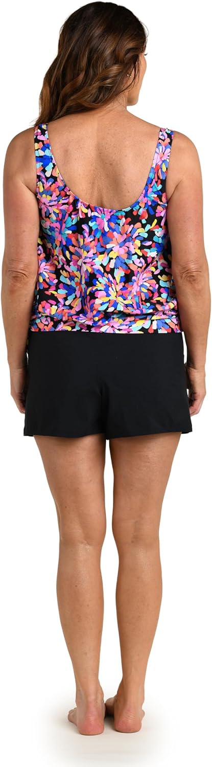 Maxine of Hollywood Women's Side Tie Scoop Neck Banded Tankini Swimsuit Top