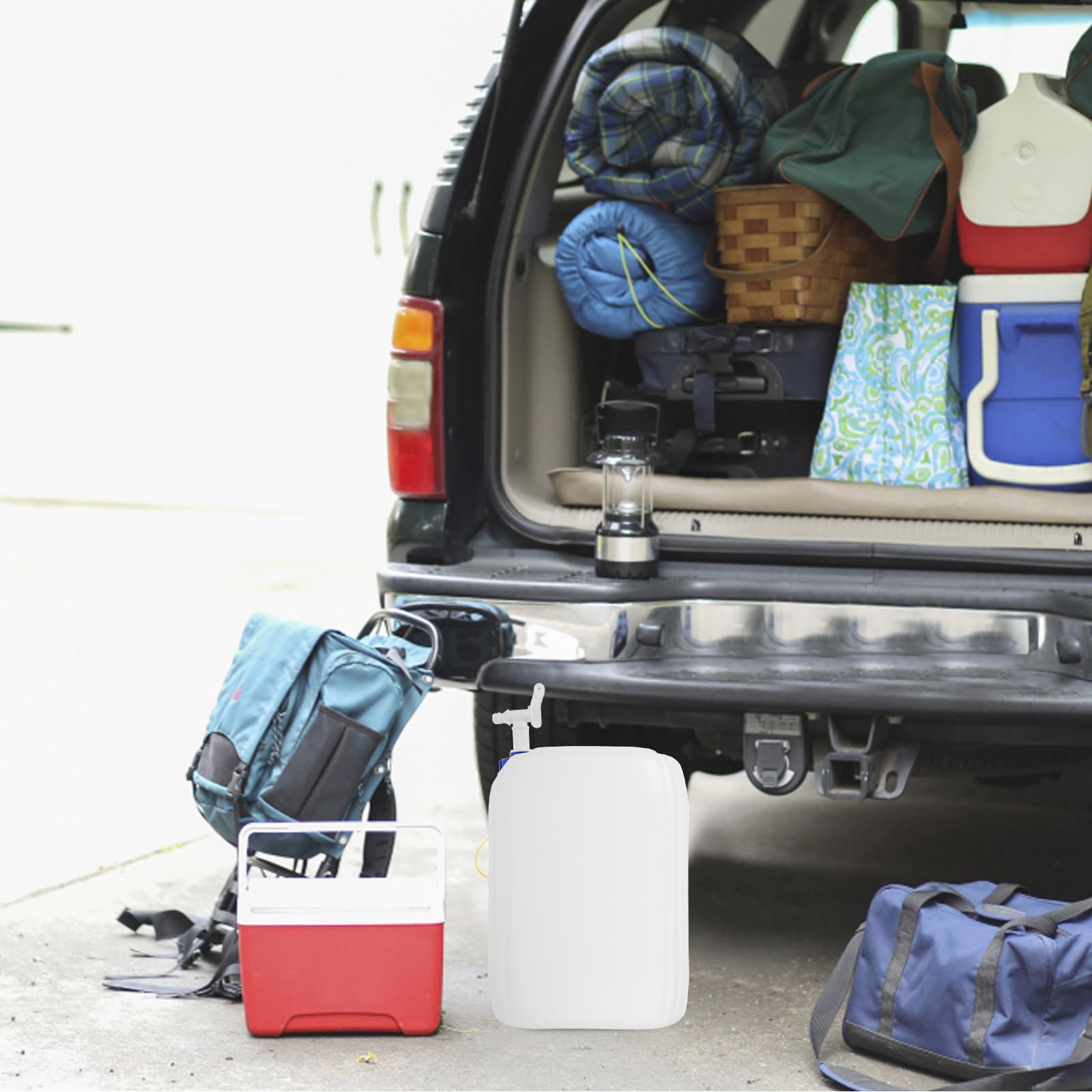Tanica Portatile per Acqua 20l in Hdpe, con Rubinetto e Beccuccio, Bianco, Contenitore d'Acqua Ricaricabile per Viaggio e Campeggio