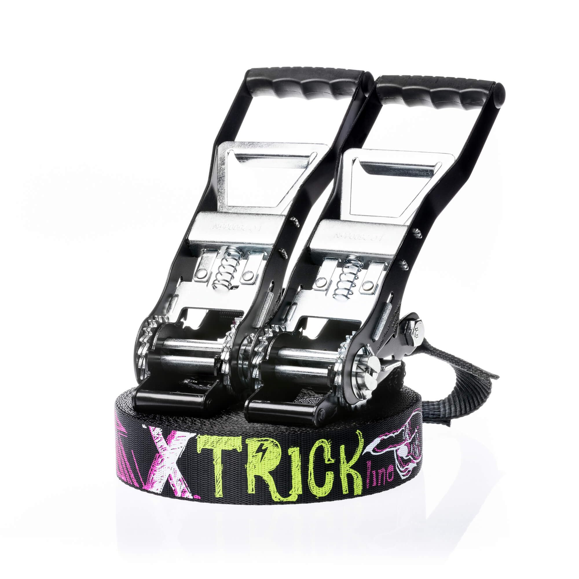 TKS04 - Slackline Kit Trick Line - Entrenamiento y Equilibrio, Caminata y Freestyle - 2X Trinquete, Bolsa - para Principiantes y Slackliners Expertos - Longitud 30 m