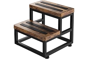 2 Step Wooden Bed Step Stool for Adults Kids, 500 Lbs Capacity
