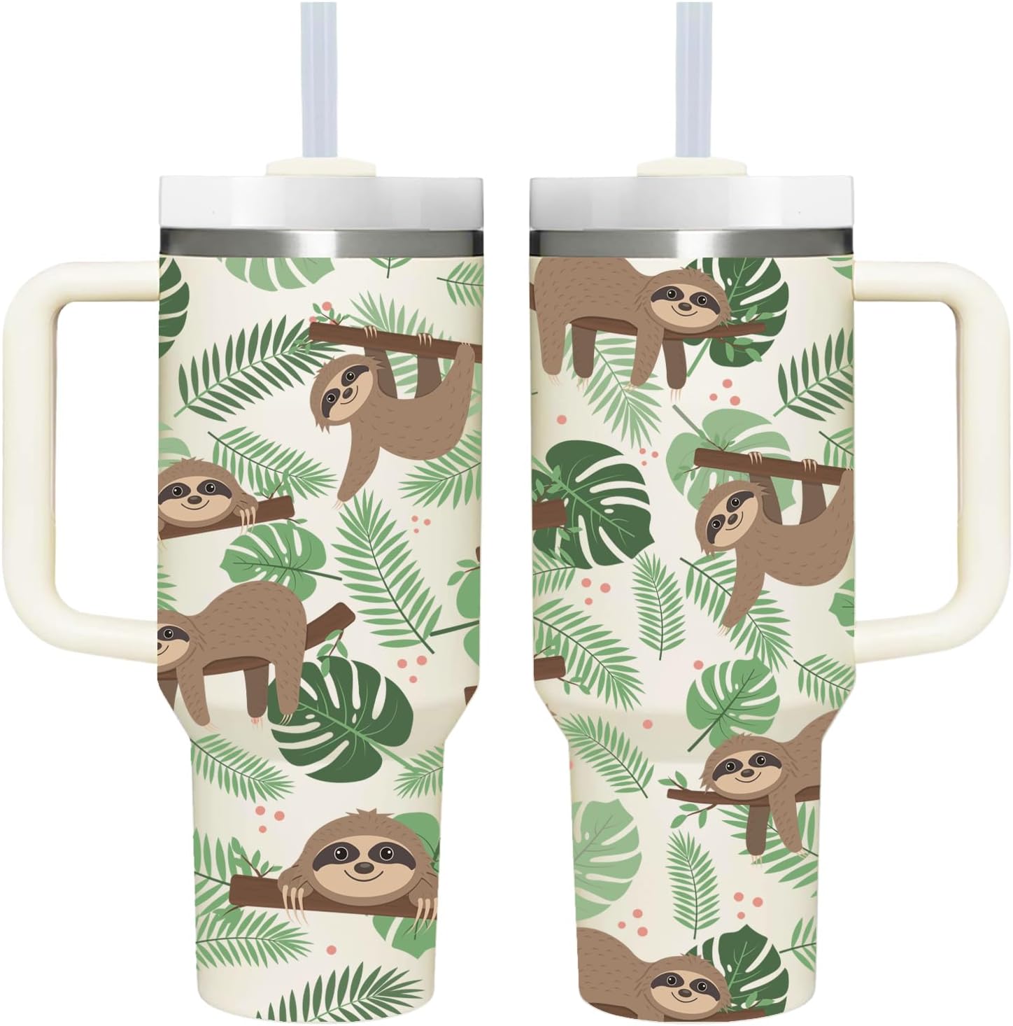 40 OZ Sloth Tumbler with Handle.Sloth Lover Cup Gift.40 OZ Unique Birthday Christmas Sloth Tumblers Gifts for Women Men.