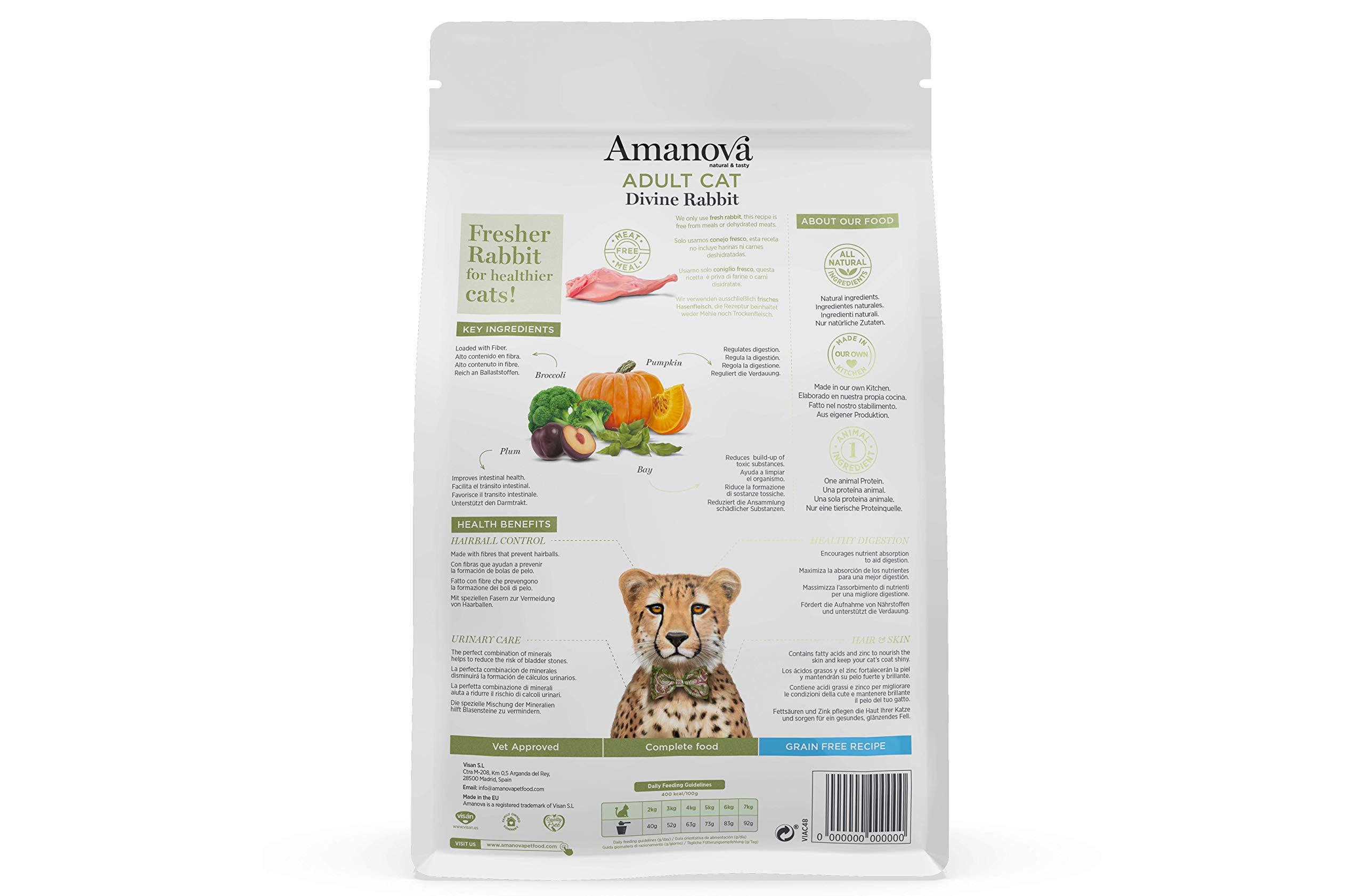 Amanova Super Premium 100% natürliches trockenes Katzenfutter für Erwachsene - 1,5 kg - Frisches Kaninchenfleisch - Getreidefrei - Hypoallergen - Grausamkeitsfrei