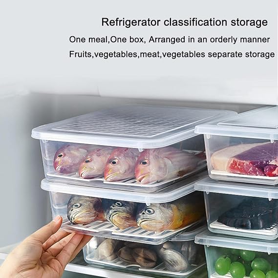 Fridge organizer,6 pieces Stackable refrigerator organizer bins,Refrigerator Organizer Bins with Lids,For Food,ruits,meat,Vegetable