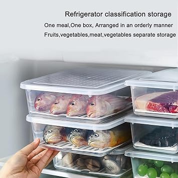 Fridge organizer,6 pieces Stackable refrigerator organizer bins,Refrigerator Organizer Bins with Lids,For Food,ruits,meat,Vegetable