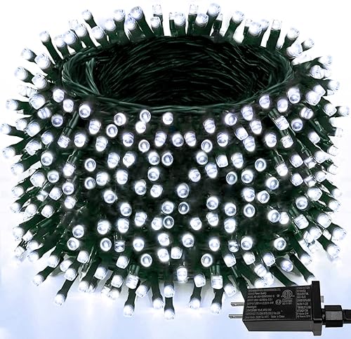 Vista 107 de Guirnalda de luces de Halloween extensible de 200 LED de color azul, extralarga de 82 pies, para interiores y exteriores, 8 modos de iluminación