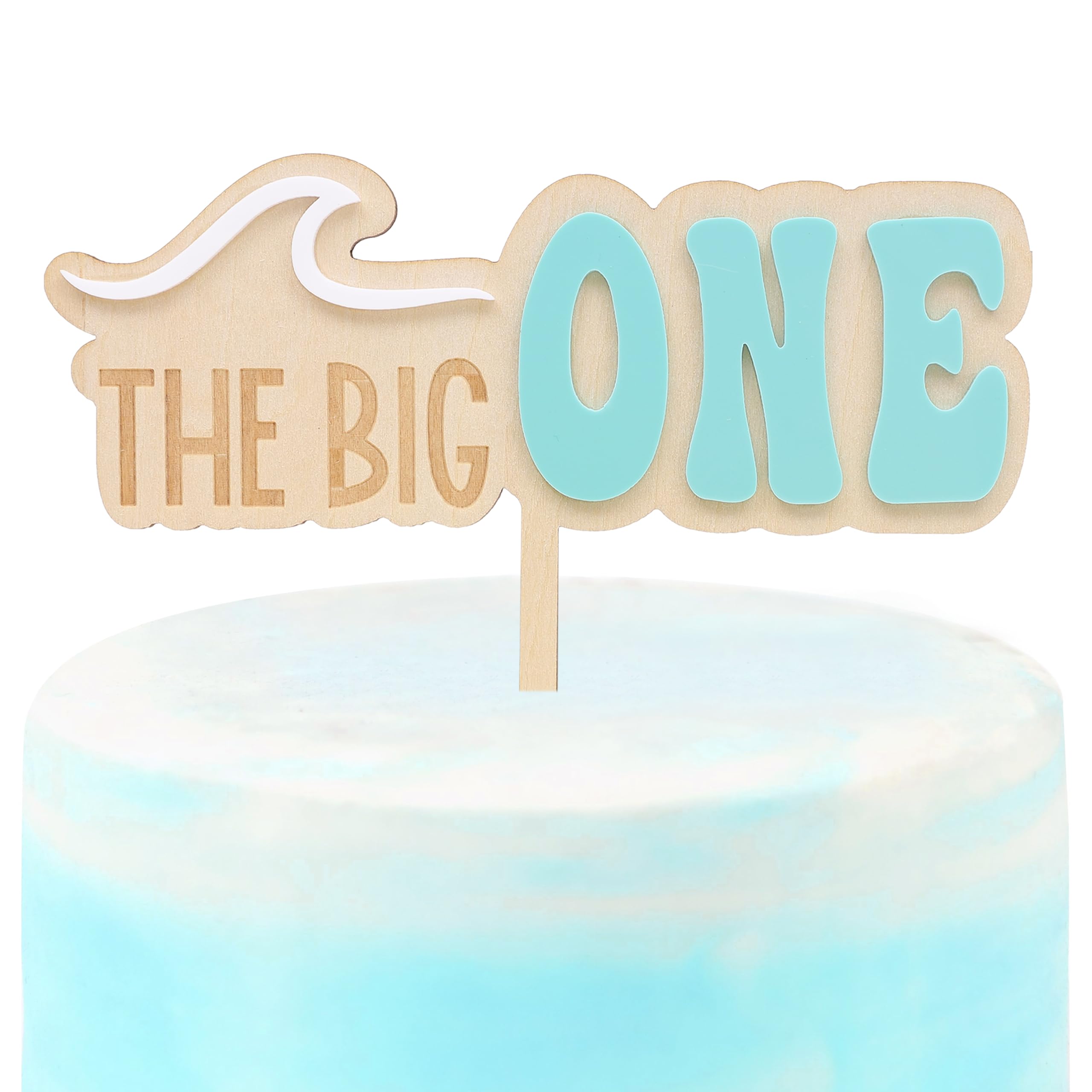 Big One Wooden Cake Topper - Summer Beach 1st Birthday Decorations