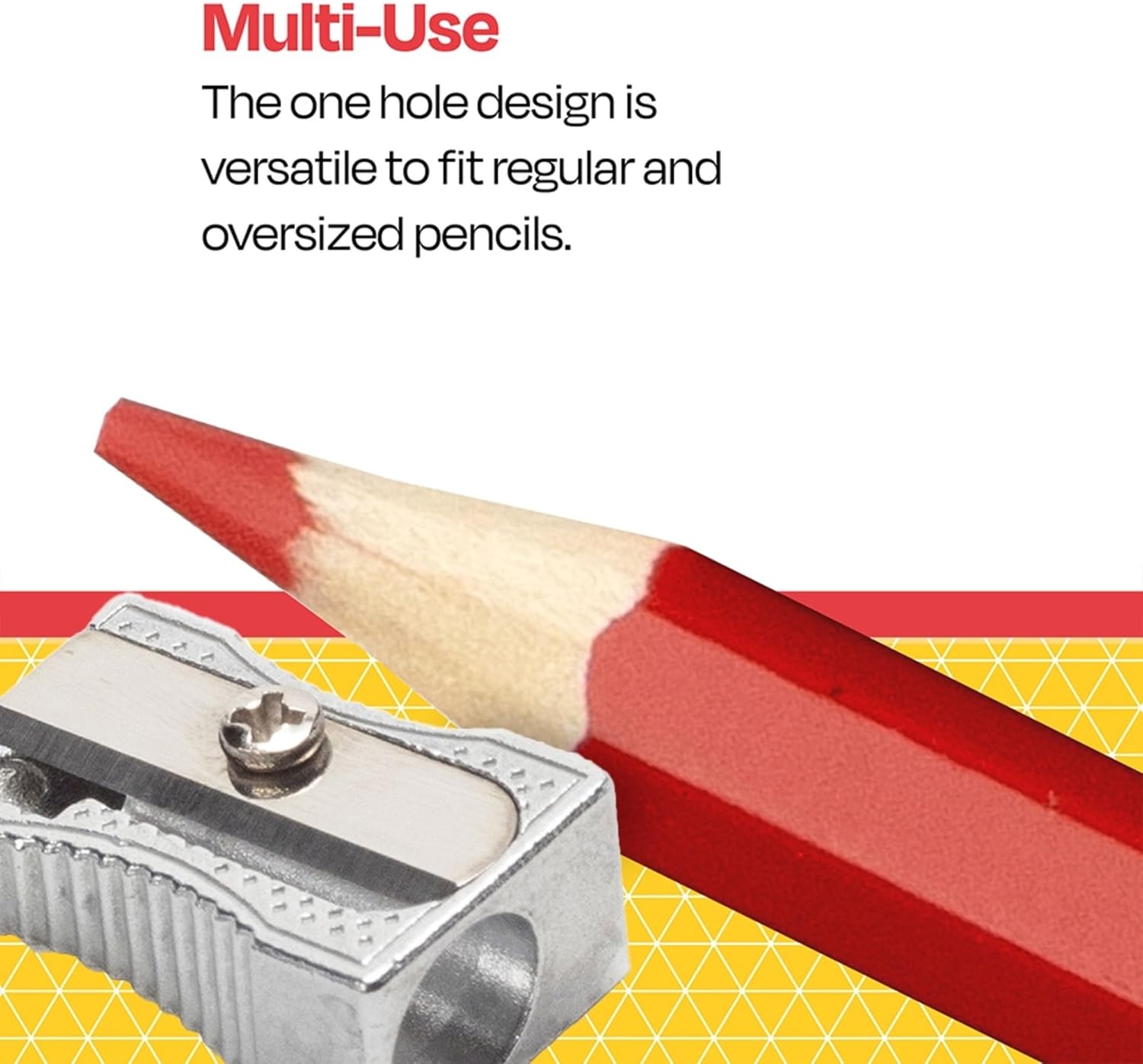 School Smart 1 Hole Pencil Sharpeners, Silver, Pack of 12