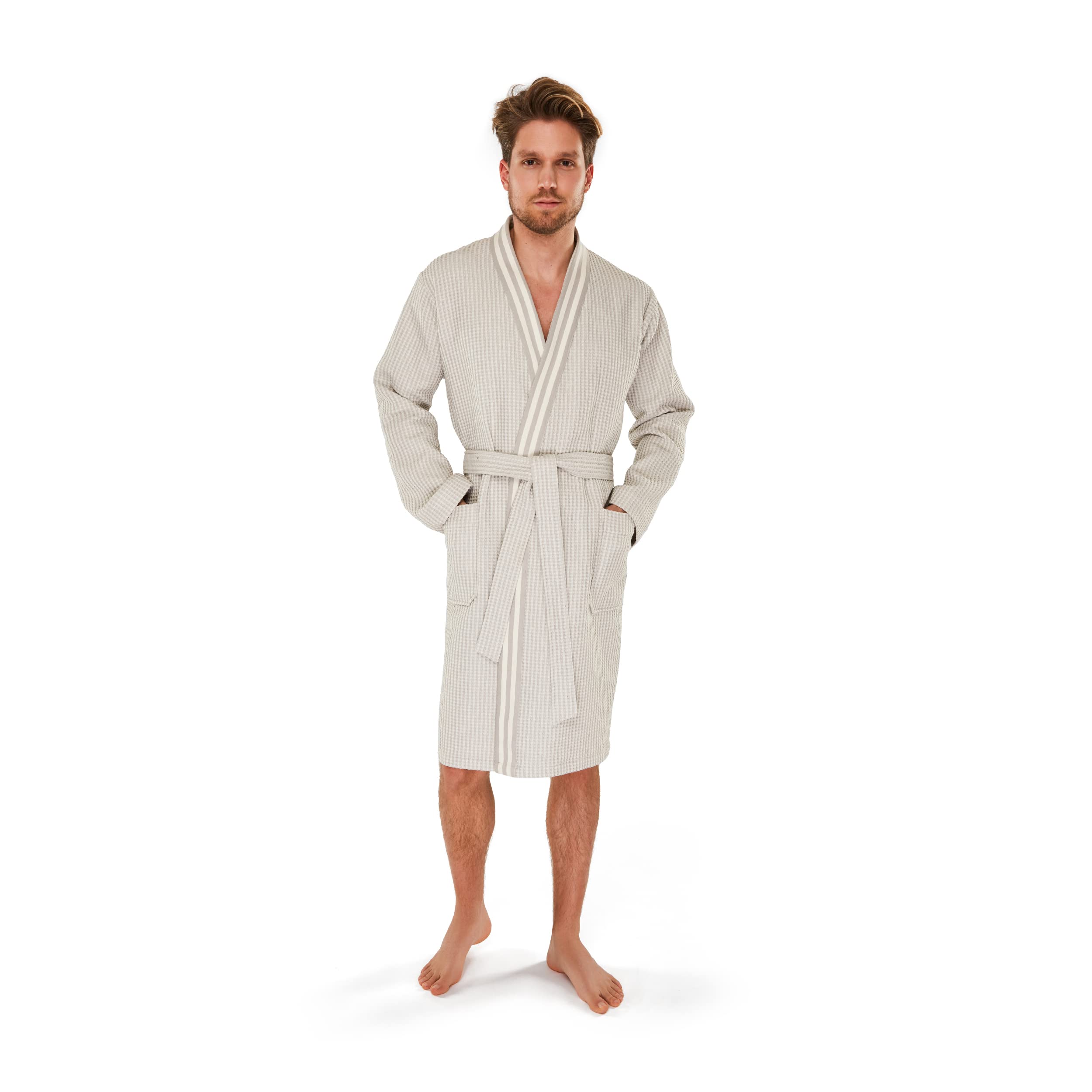 Möve Timeless Kimono waffle piquée in size S made of 100% cotton, nature/cashmere
