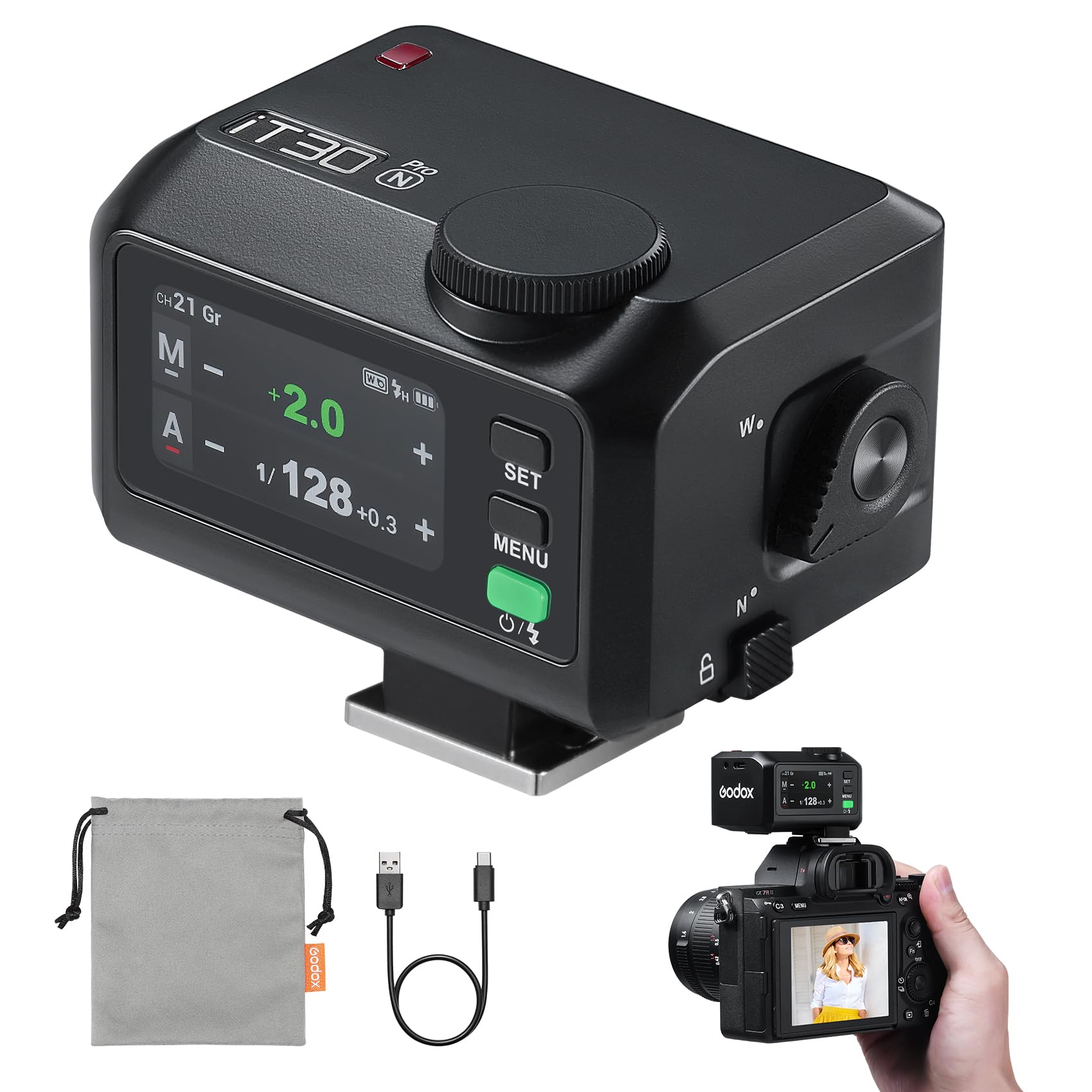 Godox iT30 Pro-N Pocket TTL Flash for Nikon Camera: 2.4G Wireless+Touchscreen (Equivalent to Built-in X3 Trigger), Li-ion Battery, HSS 1/8000s, 560 Flashes, Built-in Diffuser for Portrait Photography-picture-28