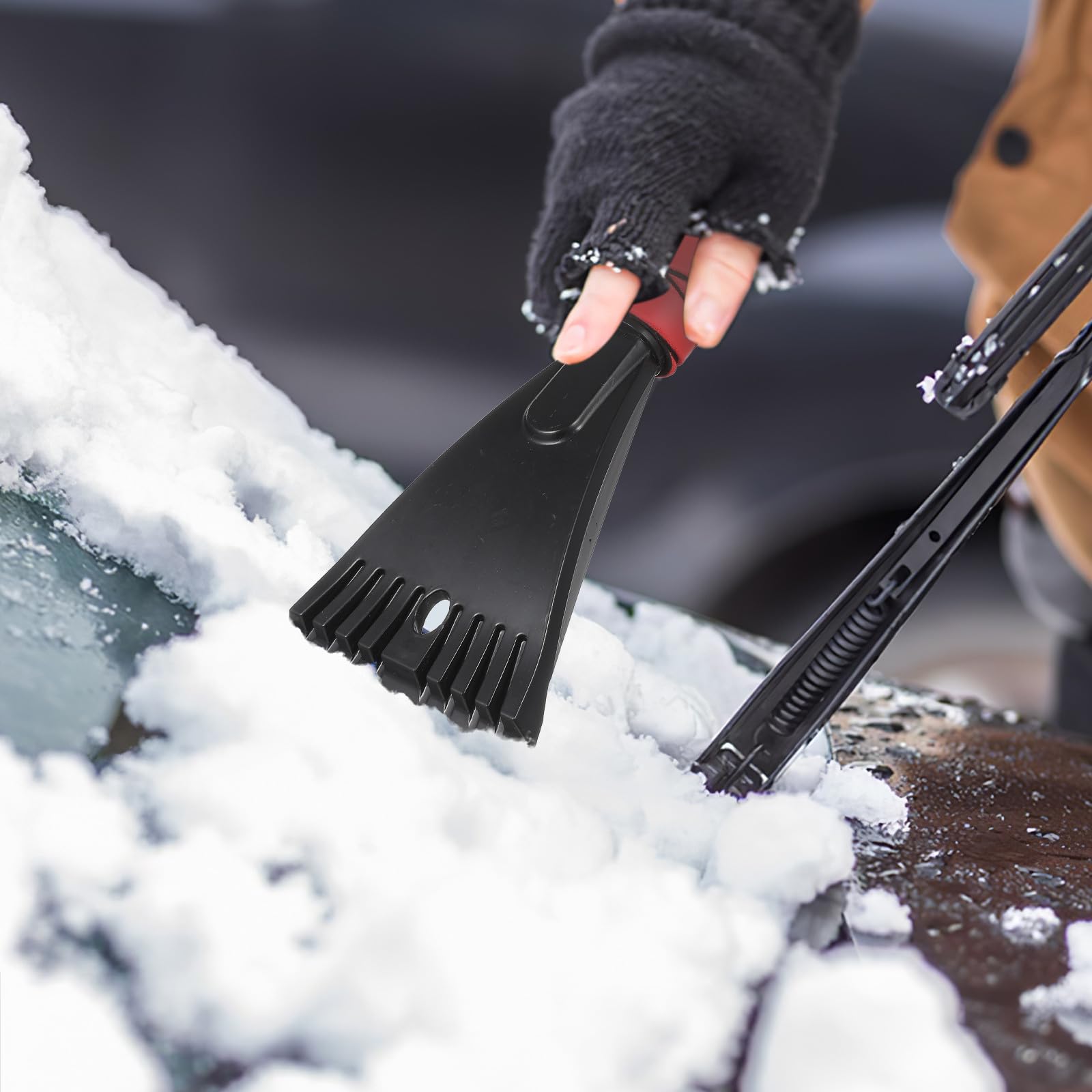 DOITOOL 5 Pezzi Raschietto per Ghiaccio e Spazzola da Neve per Parabrezza Auto e Camion, Robusto e Leggero in Alluminio e Spugna, per Rimozione Neve e Ghiaccio in Inverno