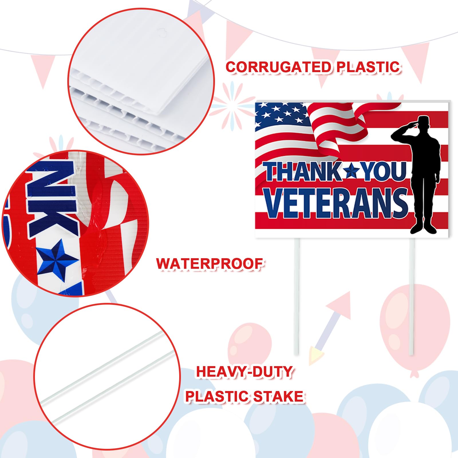 Veterans Day Banner Glitterato | Striscione Thank You Veterans | Decorazioni Patriottiche 2.9m Per Festa