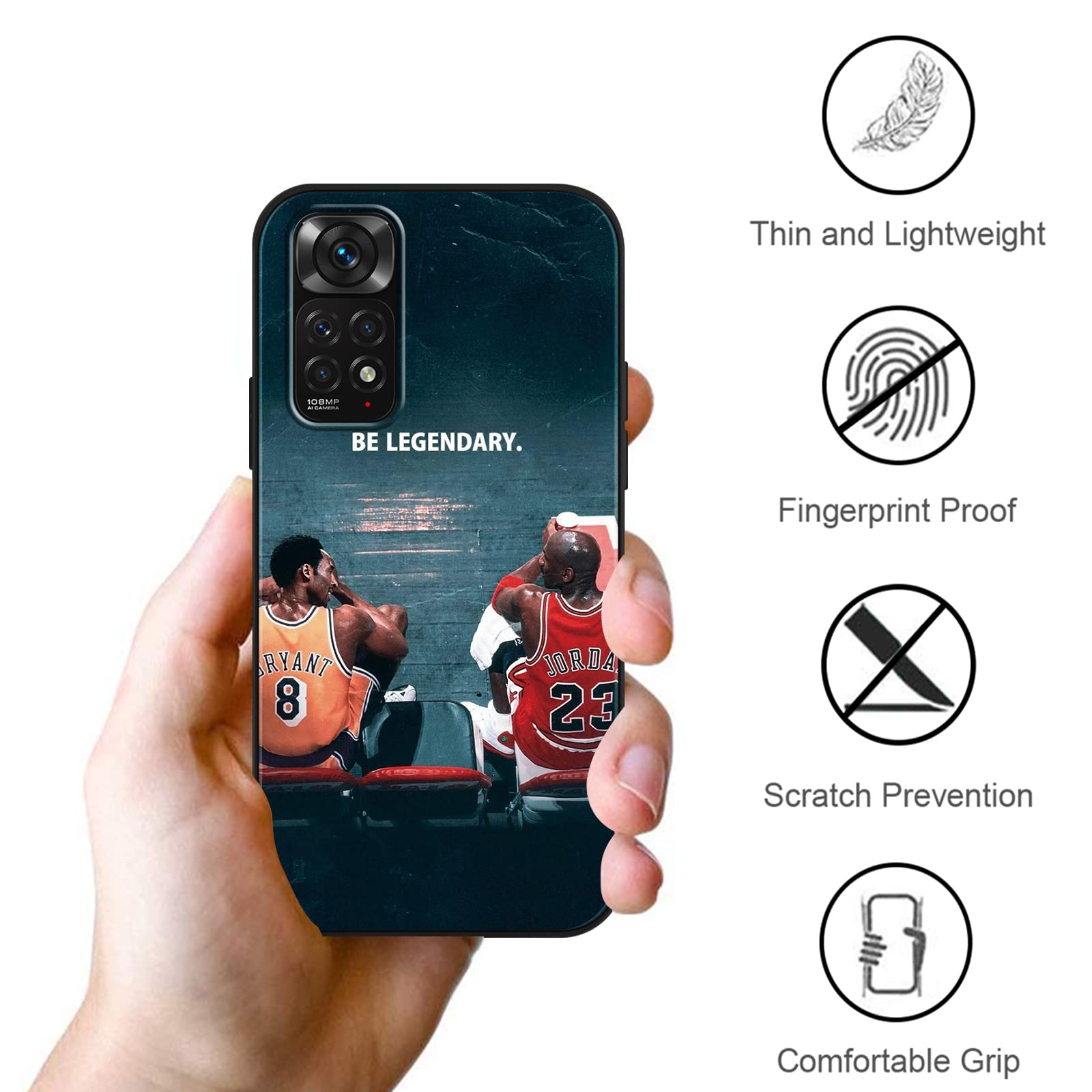 Cover Per Xiaomi Redmi Note 10 4G E Note 10S – 2 Pezzi – Custodia In TPU Morbida Con Motivo Basket 23 – Antigraffio E Antiurto - 5