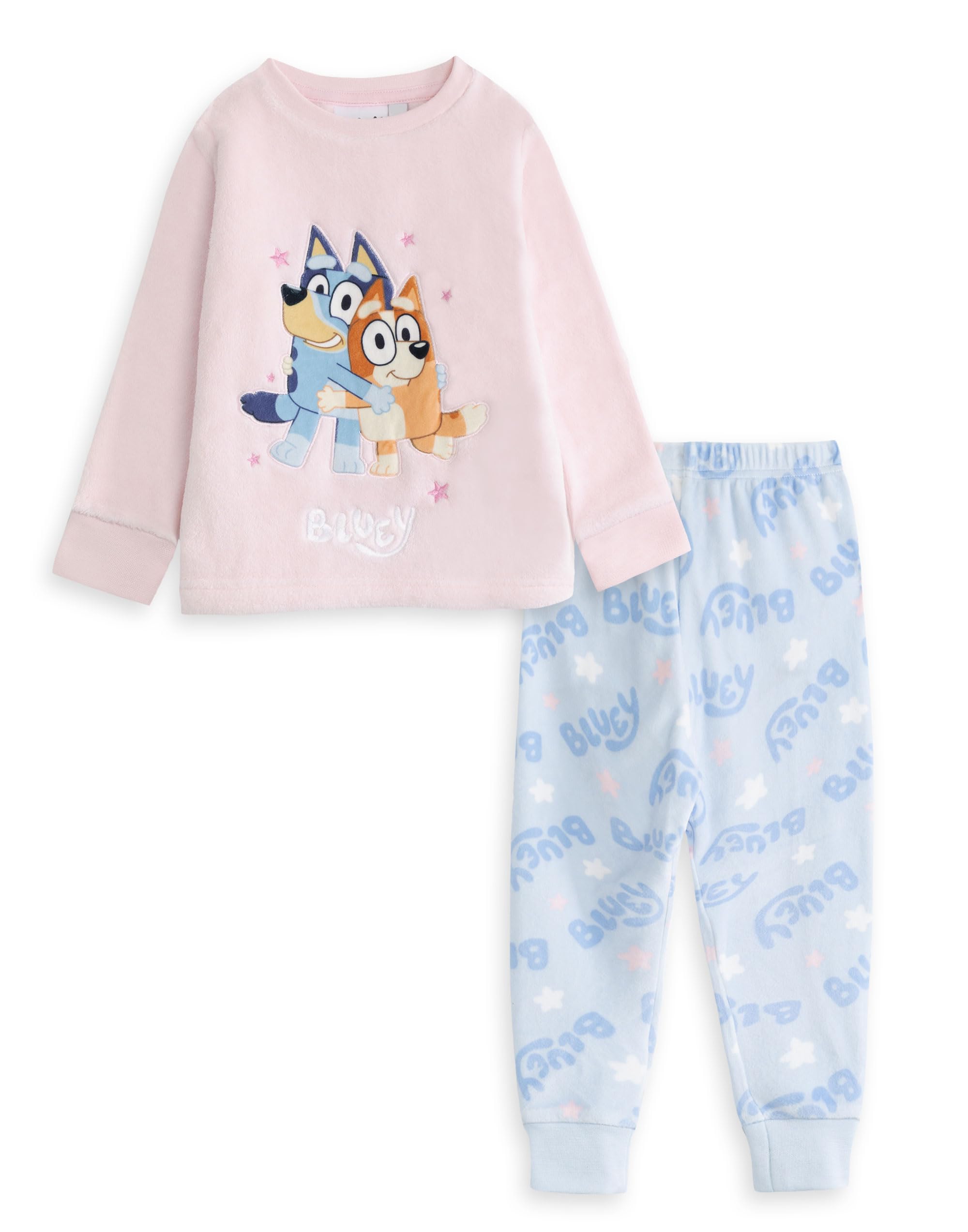 Bluey Girls Pink Long Sleeve Long Leg Pyjama Set | Cosy Fleece Sleepwear And Bingo Print | Cartoon Nightwear For Bedtime | Kids Loungewear Merch - 4-5 Years
