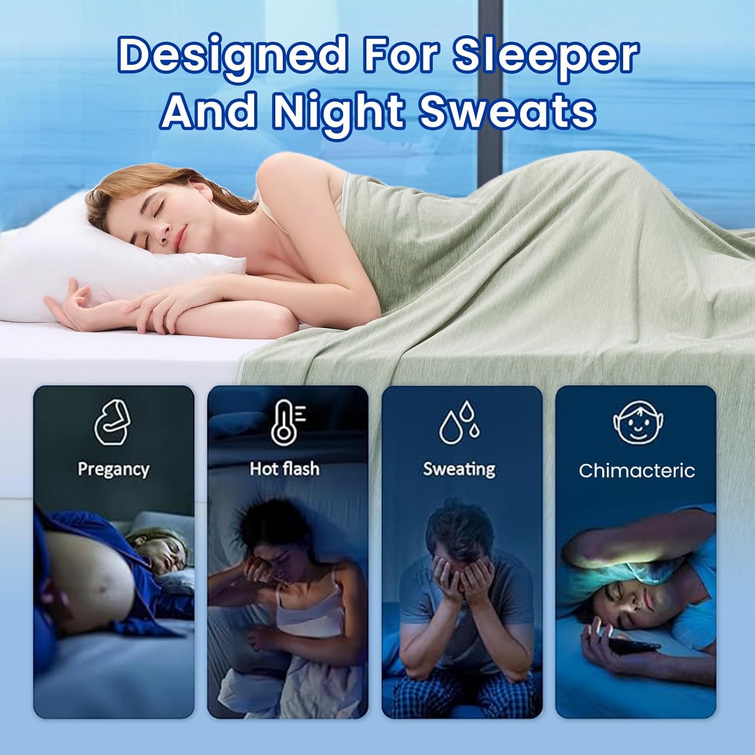 Topcee Cooling Blanket(90"x108"King Size) for Night Sweats Absorbs Heat to Keep Adults Cool on Warm Nights, Q-Max 0.5 Cooling Blankets for Hot Sleepers, Ultra-Cool Lightweight Blanket for Bed - Image 4