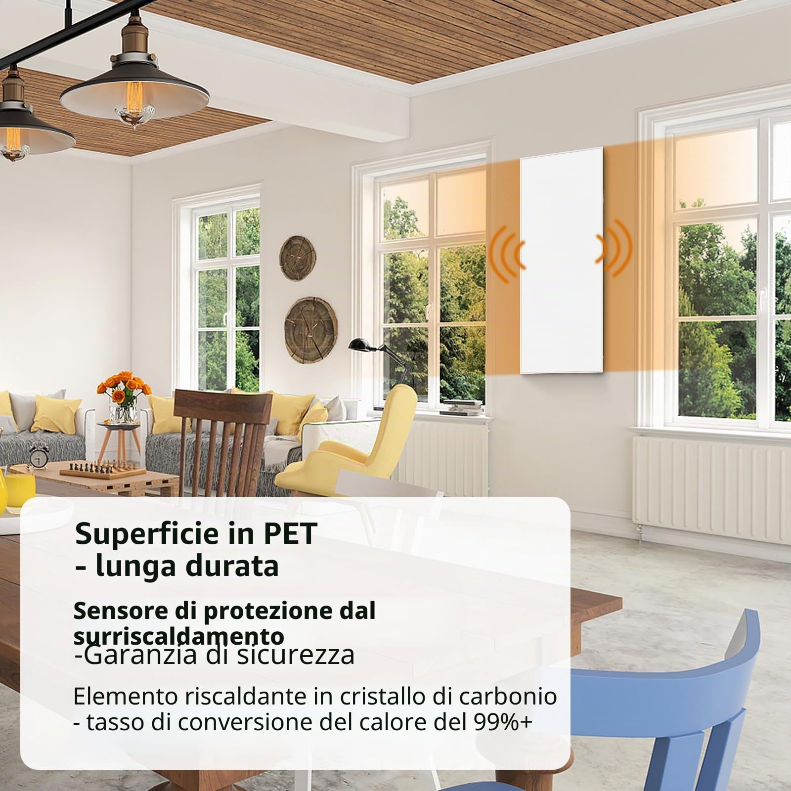 Riscaldamento a infrarossi Controllo WiFi 700 W - Da terra, a parete, riscaldamento a infrarossi a risparmio energetico, con termostato a distanza