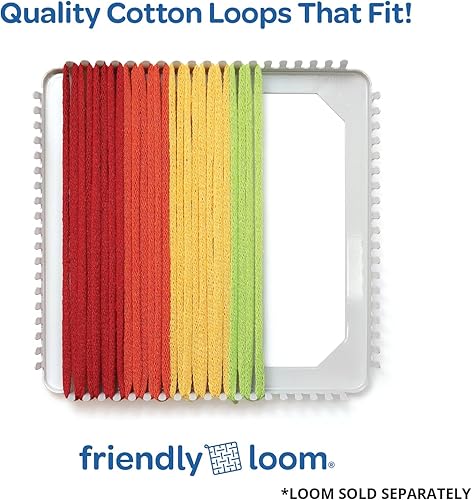 Miniatura 4 de Friendly Loom - Bucles de tejer de algodón de calidad en colores arcoíris – 7" Tamaño tradicional | Teje 6 agarraderas funcionales | Fabricado en