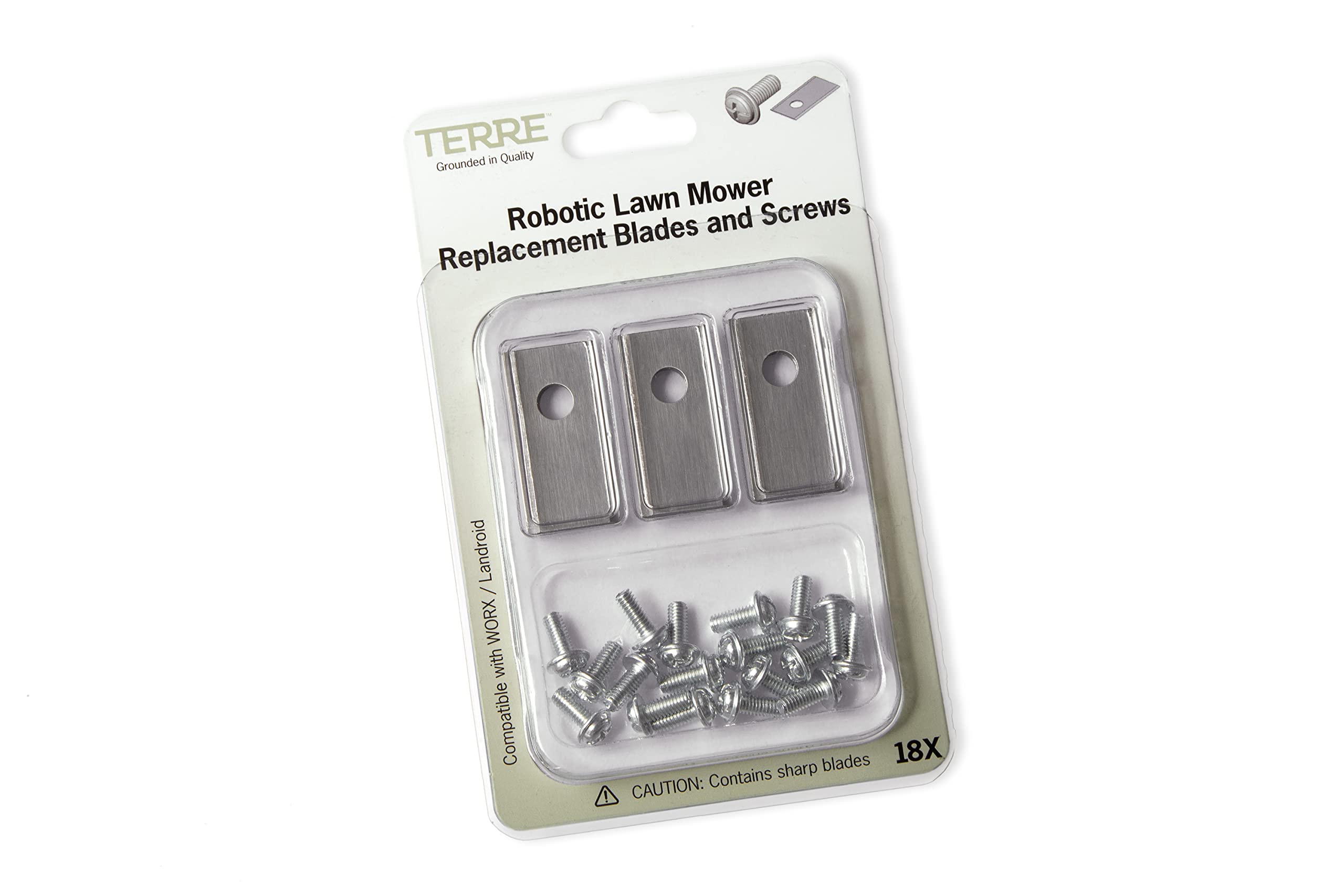 Terre Products Lot de 18 lames de rechange pour tondeuse à gazon robotique, compatibles avec les modèles Worx et Landroid