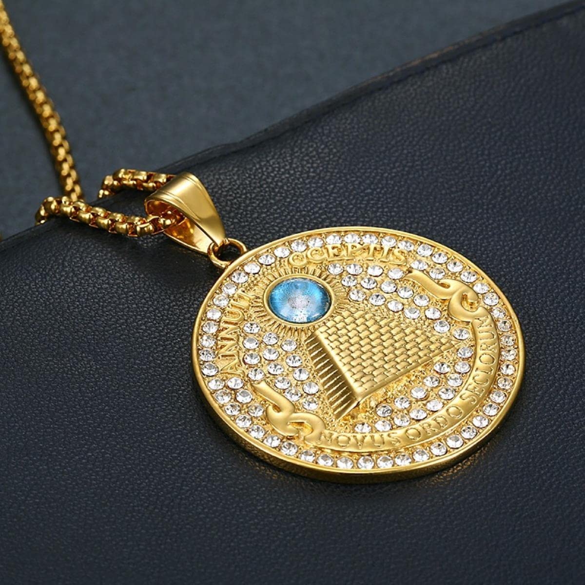 YAHOYA Collana Con Ciondolo Piramide Egiziana E Occhio Blu – Cristallo Rotondo, Gioiello Donna In Stile Vintage - 3