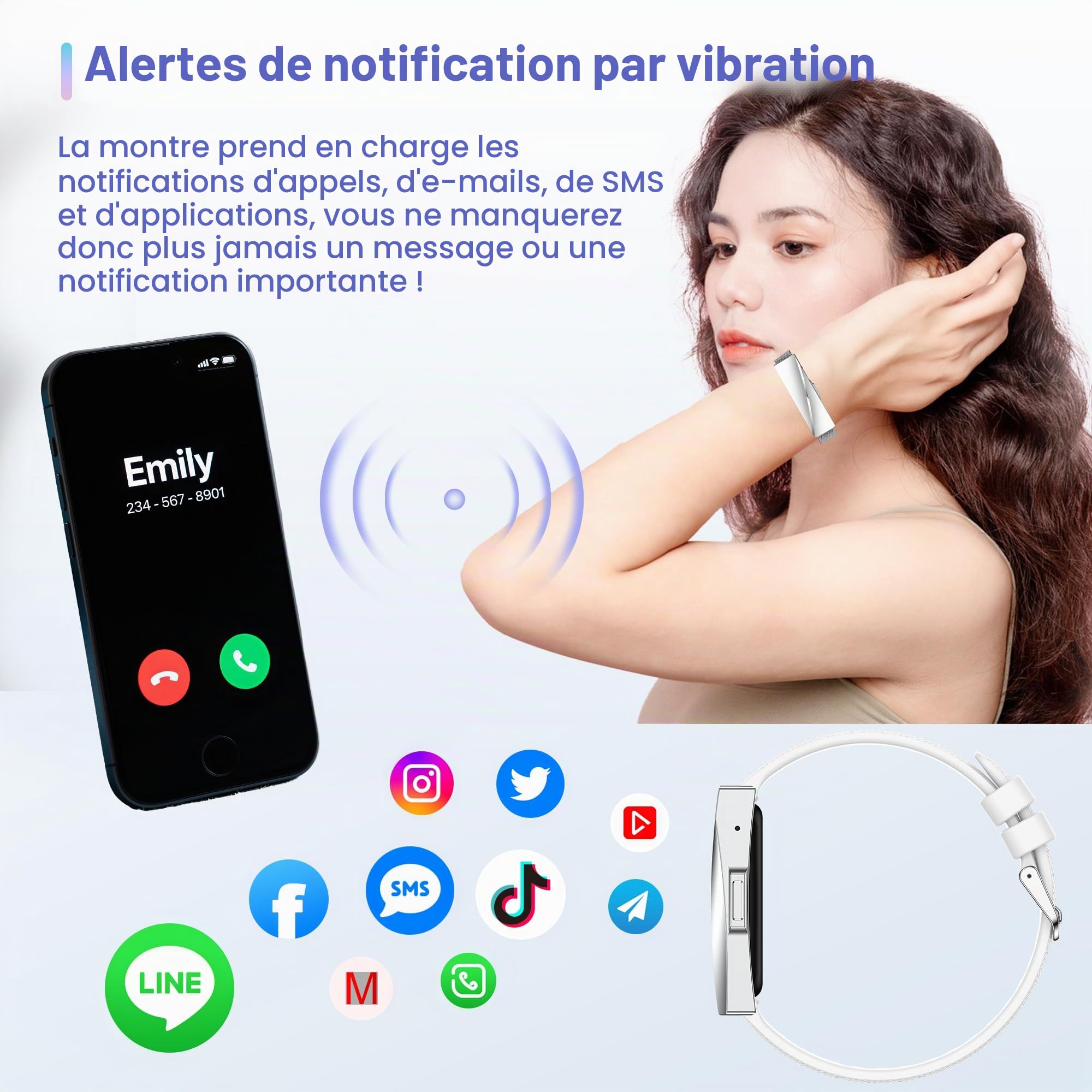 Montre Connectée Femme 170+ Sportifs, GPS Bracelet Tracker Podomètre Cadeau | notification bluetooth, spo2, fréquence cardiaque, sommeil, cycle menstruel, fitness tracker android/ios