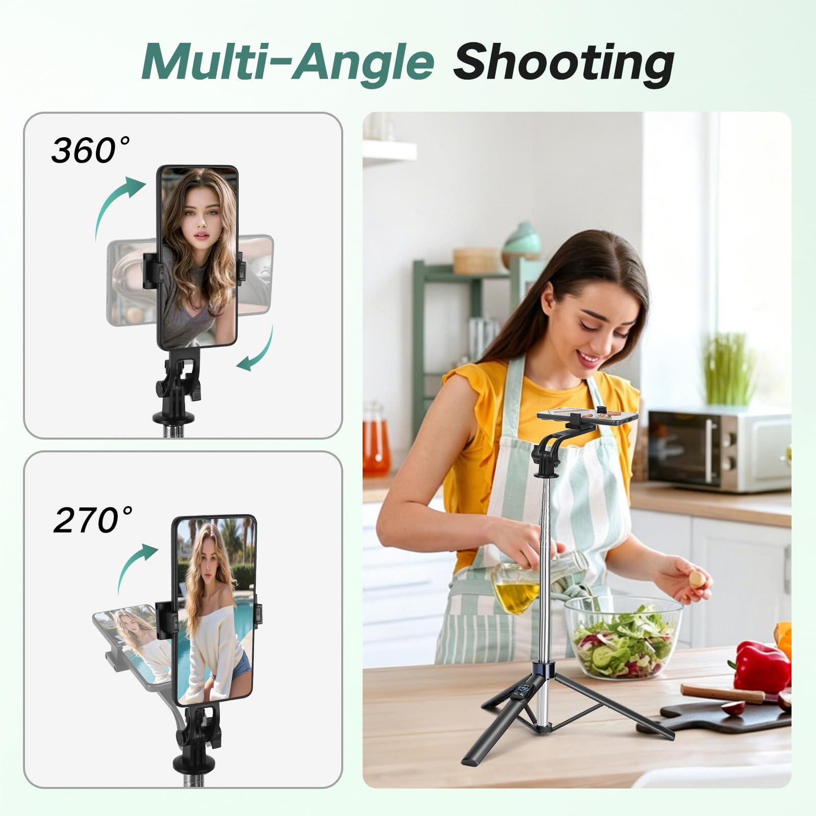 Bastone per selfie da 180 cm, con 2 luci e microfono, kit per vlogging per iPhone/Android, treppiede per smartphone, attrezzatura per creatore di contenuti