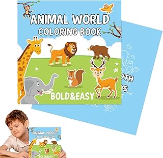 かわいい動物の塗り絵、大人向けの動物の塗り絵 - 動物の塗り絵愛らしい動物キャラクターの描画ブック,40 枚のぬりえ落書き帳 3 ~ 5 歳の女の子向けのリラクゼーションのための簡単でシンプルなデザイン