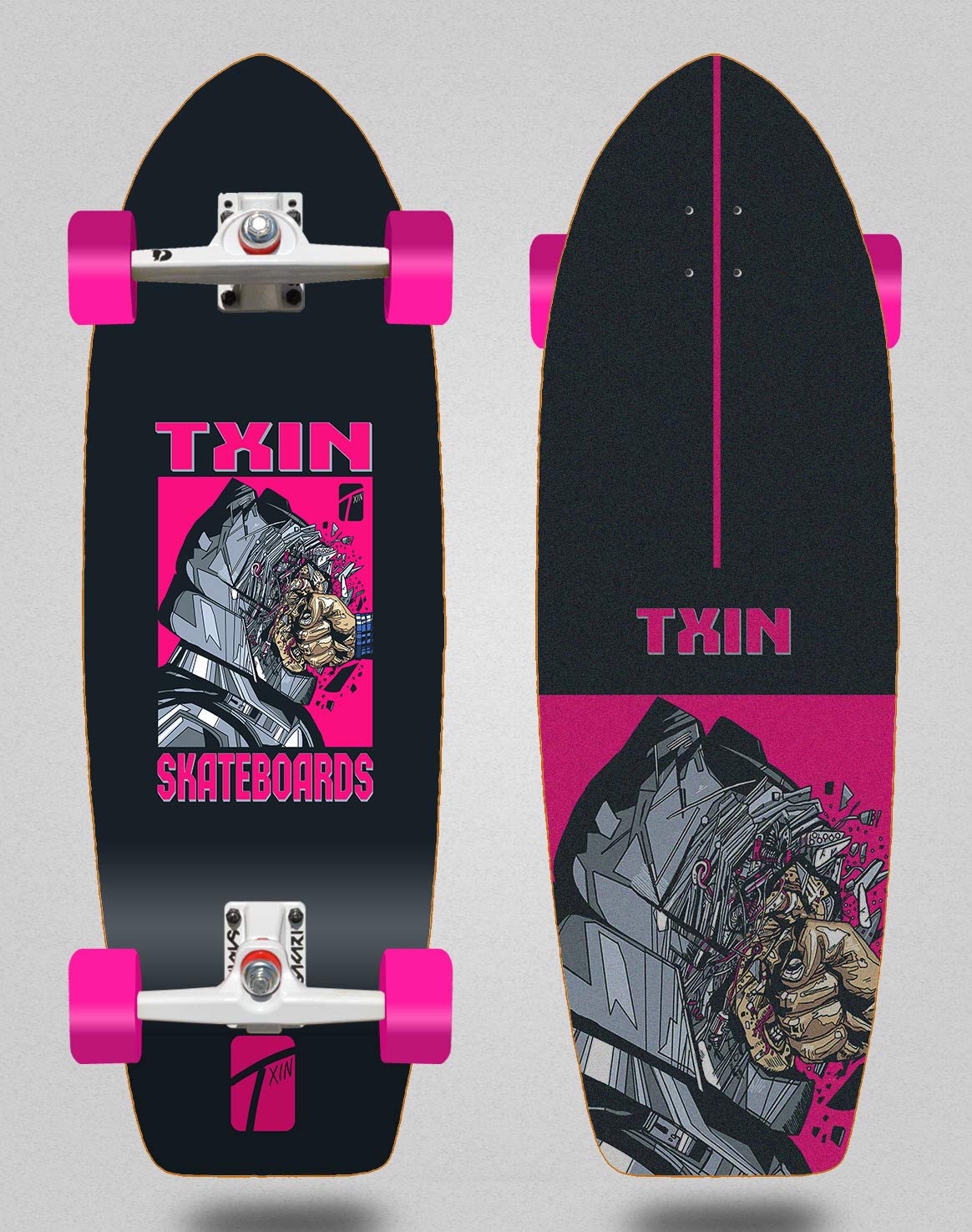 TXIN Surfskate Complete with SGI Sakari Surf Skate Trucks - Destruction 29