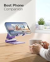 Vista 6 de Nulaxy Soporte plegable doble para teléfono celular, totalmente ajustable, plegable, soporte para teléfono de escritorio, base compatible con iPhone