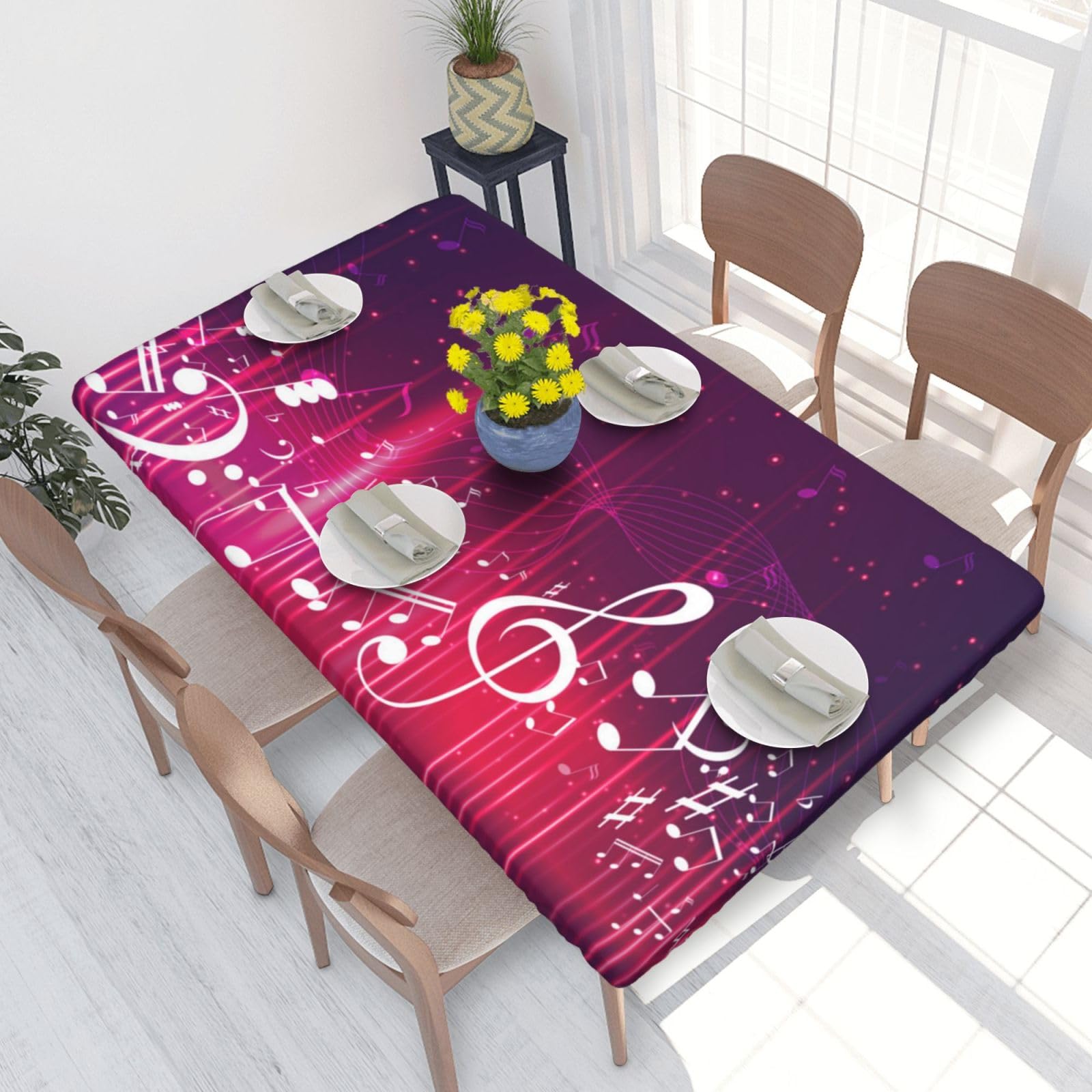 BNVSADC Music notes Printed 4FT Tablecloth 122x76 CM Polyester Kitchen Water Resistant Table Cloth Dining Table Decoration Table Covers