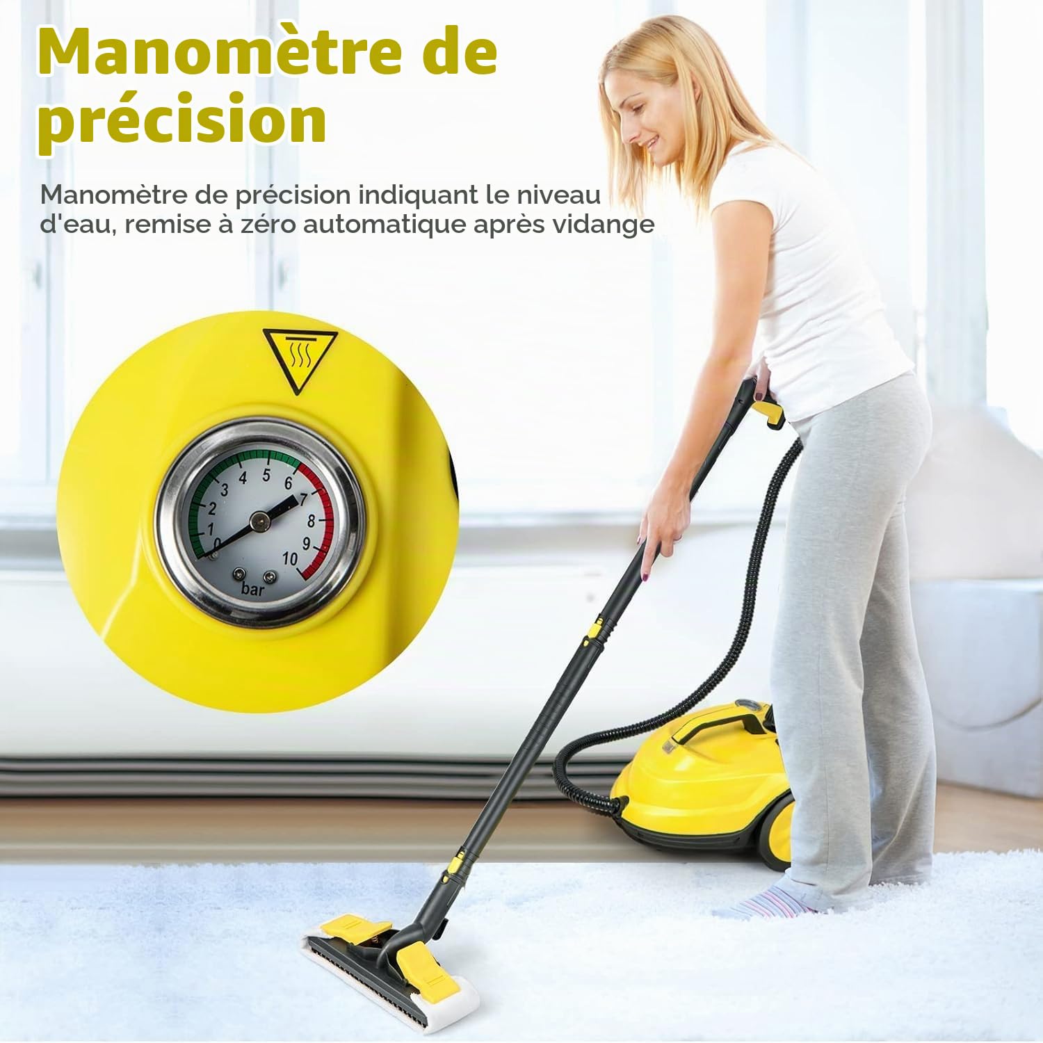 FANTASK Nettoyeur vapeur 2000 W avec 13 accessoires - Pression vapeur : max 5 bars - Température : jusqu'à 160 °C - Puissance de surface : 108 m² - Réservoir : 1,8 l