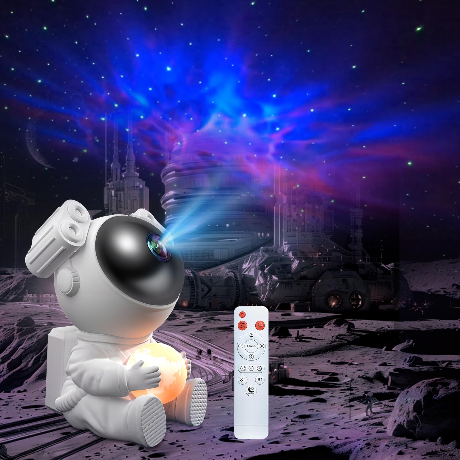 Astronaut Projektor Galaxy Nachtlicht LED Sternenhimmel Lampe Timer Fernbedienung 360° Rotation Heimkino-Beleuchtung Sch