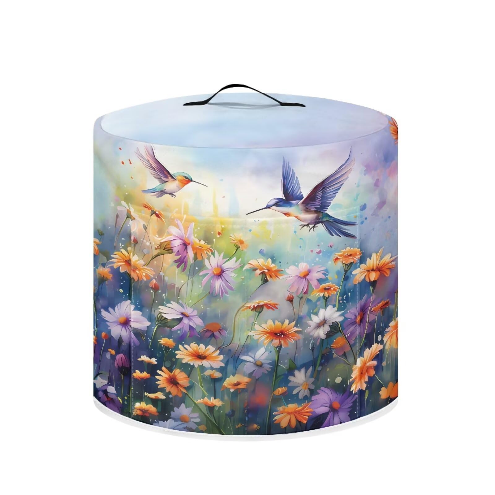 Cozeyat Hummingbird Floral Purple Air Fryer Cover Dust Cover Dust Protection Insulated Kitchen Appliance Cover with Top Handle and Storage Pockets for Women Wife Gift