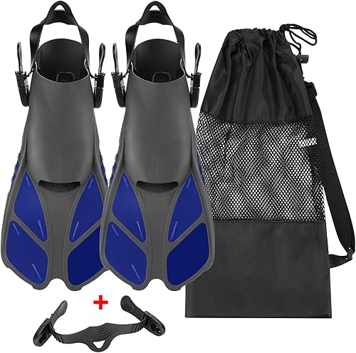 Miniatura 11 de Oumers Aletas de Esnórquel, Tamaño de Viaje, Correa Ajustable, Aletas de Buceo con Bolsa de Malla y Conector de Hebilla Adicional para Hombres y
