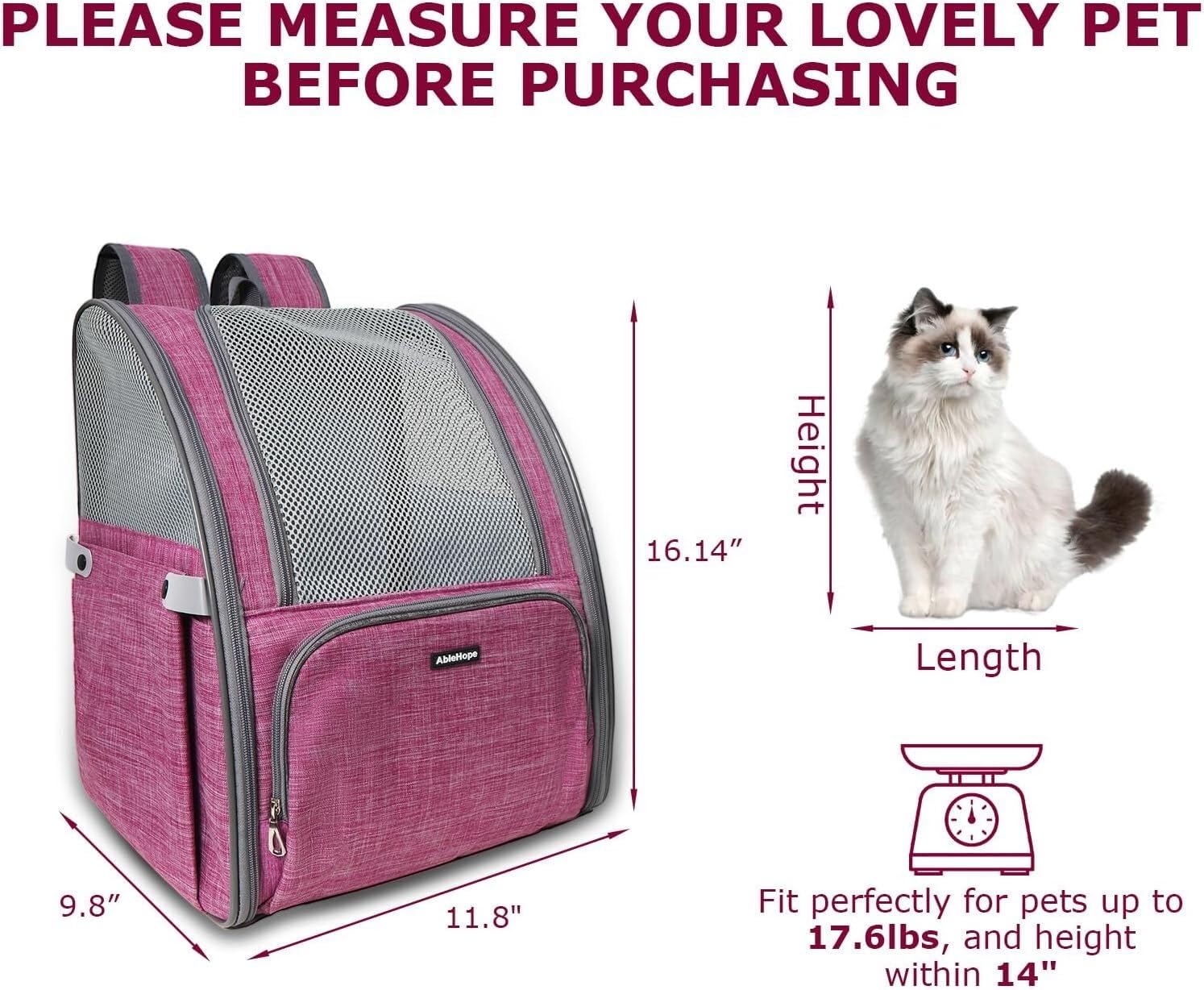 Rucksack Tragbare Katzenrucksäcke Für Tragen Von Katzen, Haustierrucksack, Netz-Hunderucksack Haustier(Pink)
