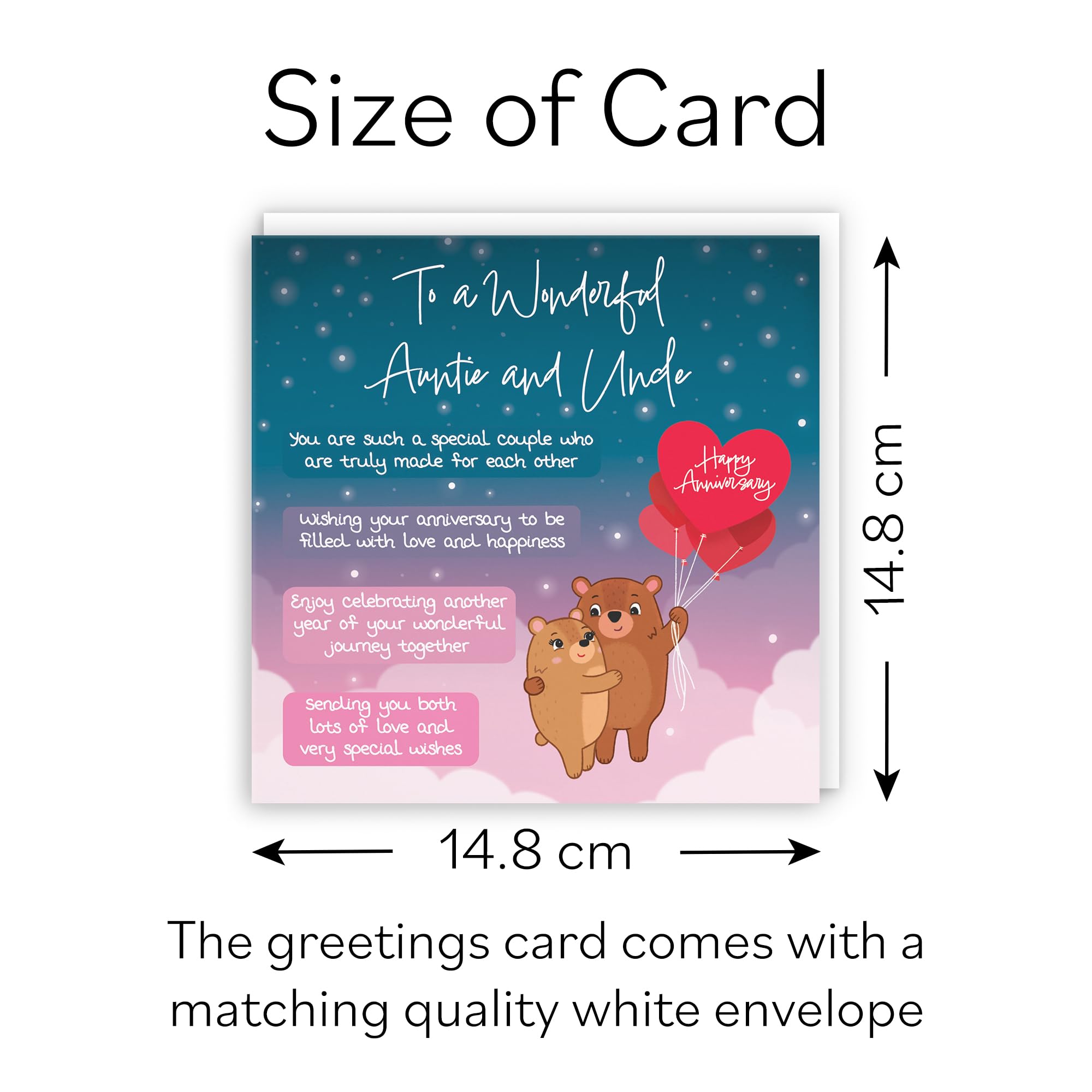 Hunts England, Auntie And Uncle Poem Anniversary Card, Starry Night, Cute Bears, Verse Anniversary Card For Auntie And Uncle - Image 3