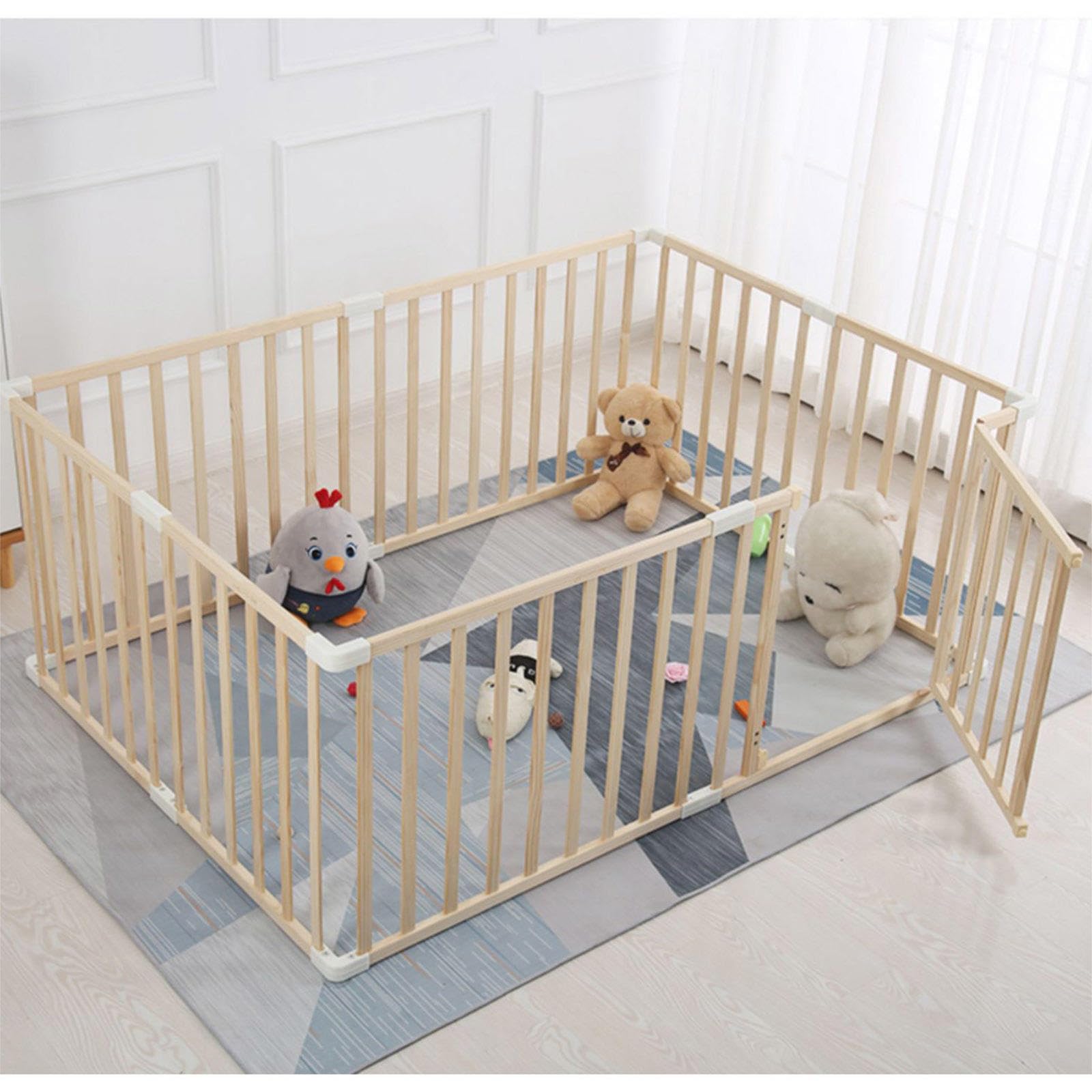 Sonakia Wooden Baby Playpen, Large Baby Fence, Indoor Outdoor Kids Activity Centre Playpen, Safety Playard For Toddlers Infant, Baby Playpen Foldable/Portable,110X110cm