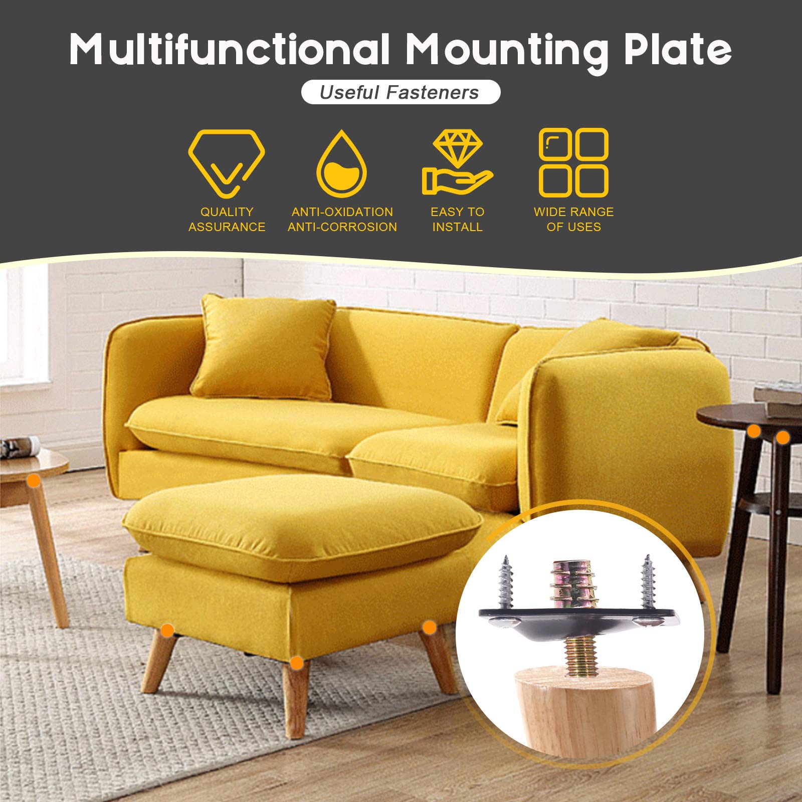 Buy Rustark 8 Sets12 Degree Black Angled Leg Mounting Plates,Furniture Leg Attachment Plates