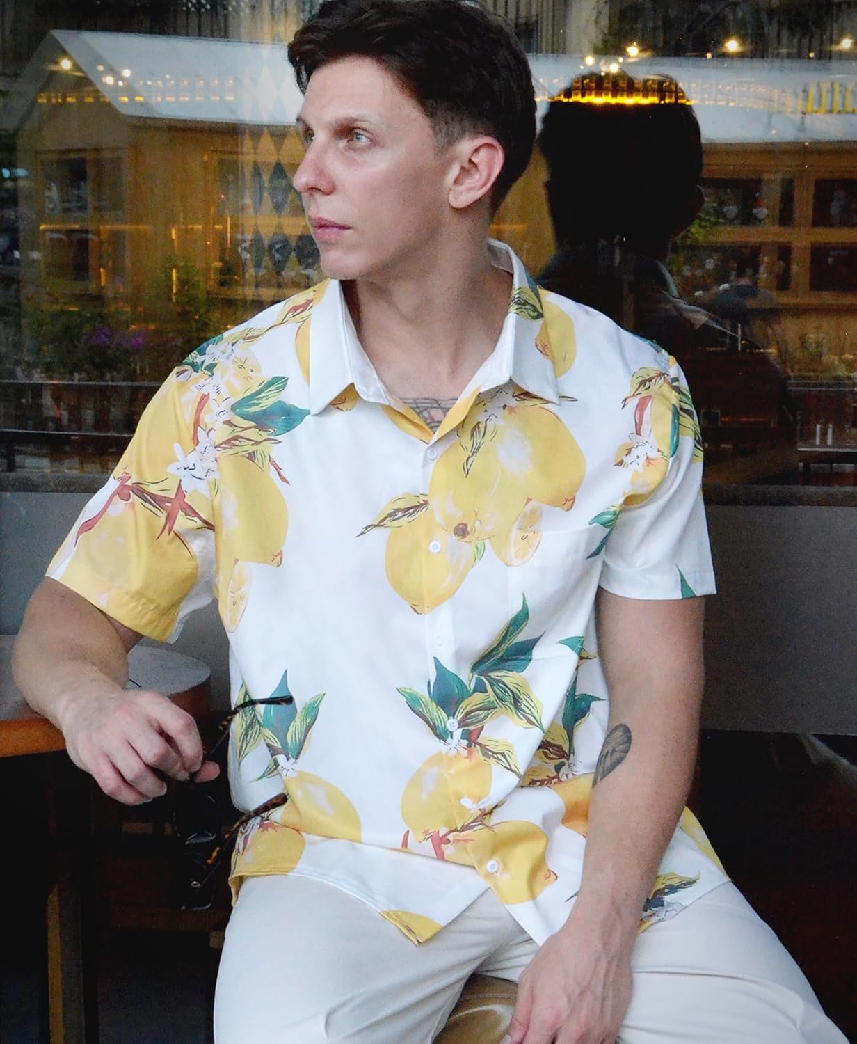 Men's Hawaiian Shirt, Tropical Botanical Fruit, or Animal Print, Short Sleeve Vacation Shirt, Casual Summer Beach