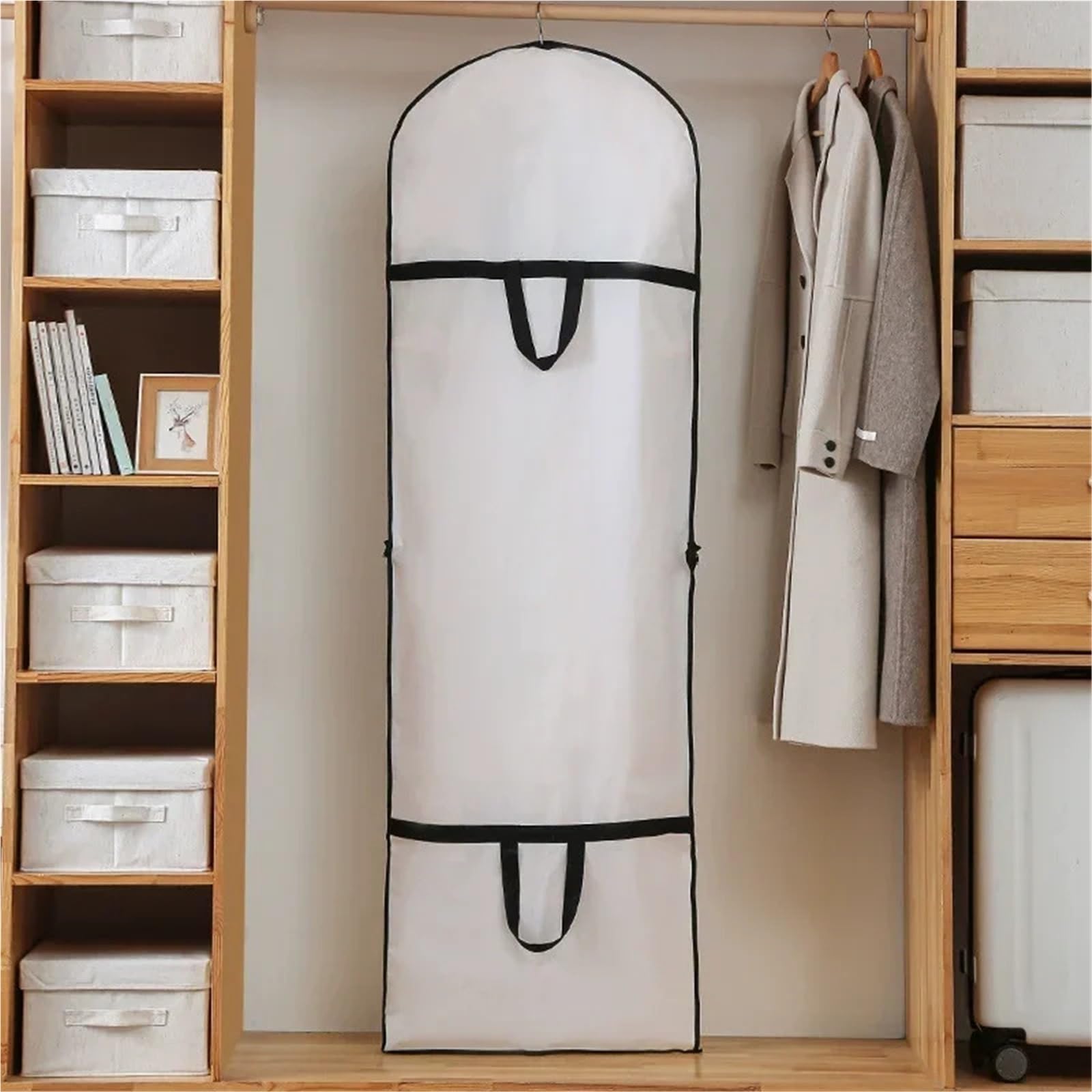 Funda para Ropa Funda Protectora For Ropa De 60 X 180 Cm, Ideal For Trajes, Vestidos, Chaquetas, Abrigos, Bolsas Viaje, Y Novia(White-3PCS)
