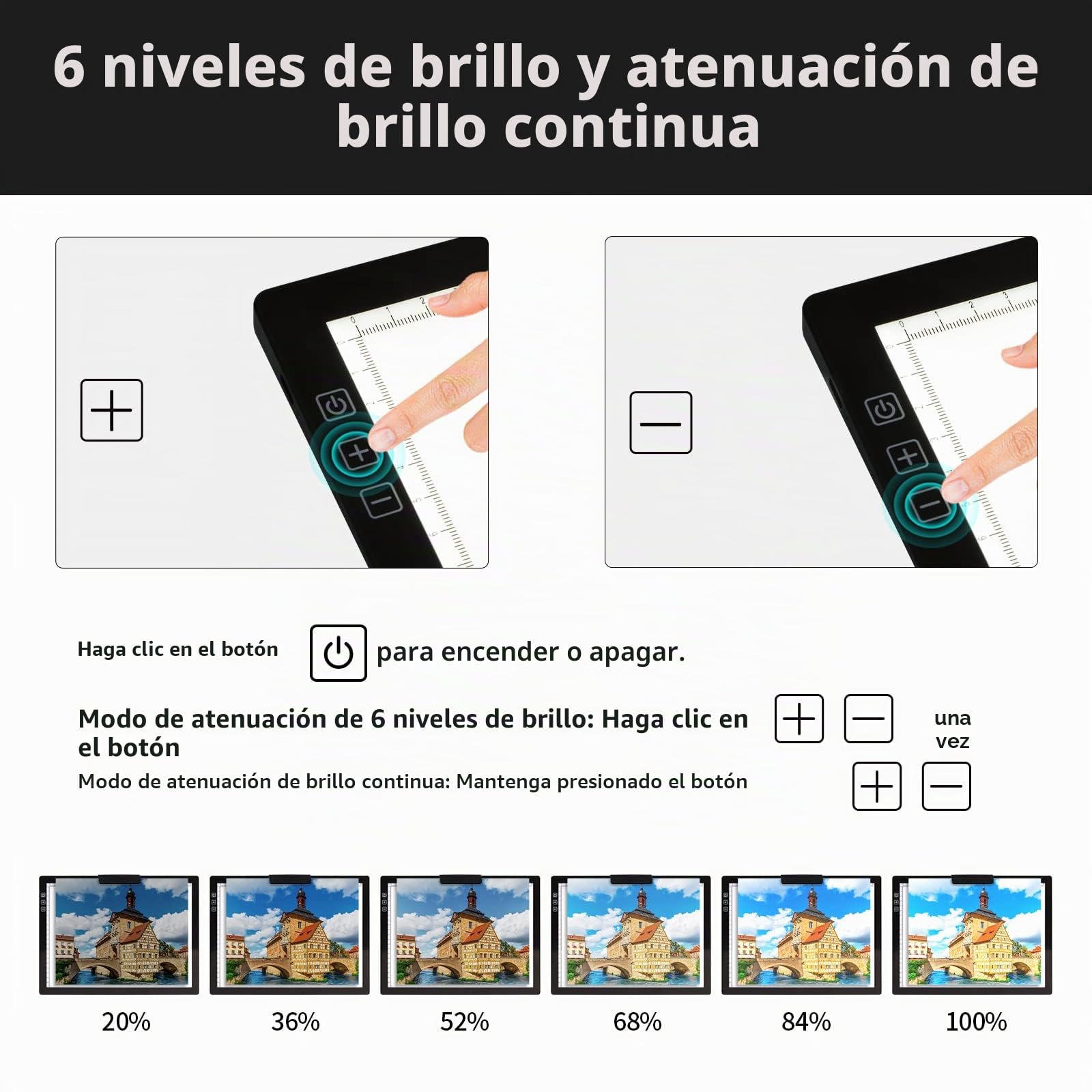 Placa LED inalámbrica A4 con soporte innovador y clip, caja de luz recargable con batería, regulable continuamente, 6 niveles de brillo, panel luminoso inalámbrico para trazar, deshierbar, vinilo