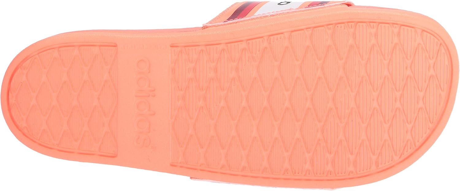 adidas Women's Adilette Comfort Slides 5 Signal Coral/Burgundy/White