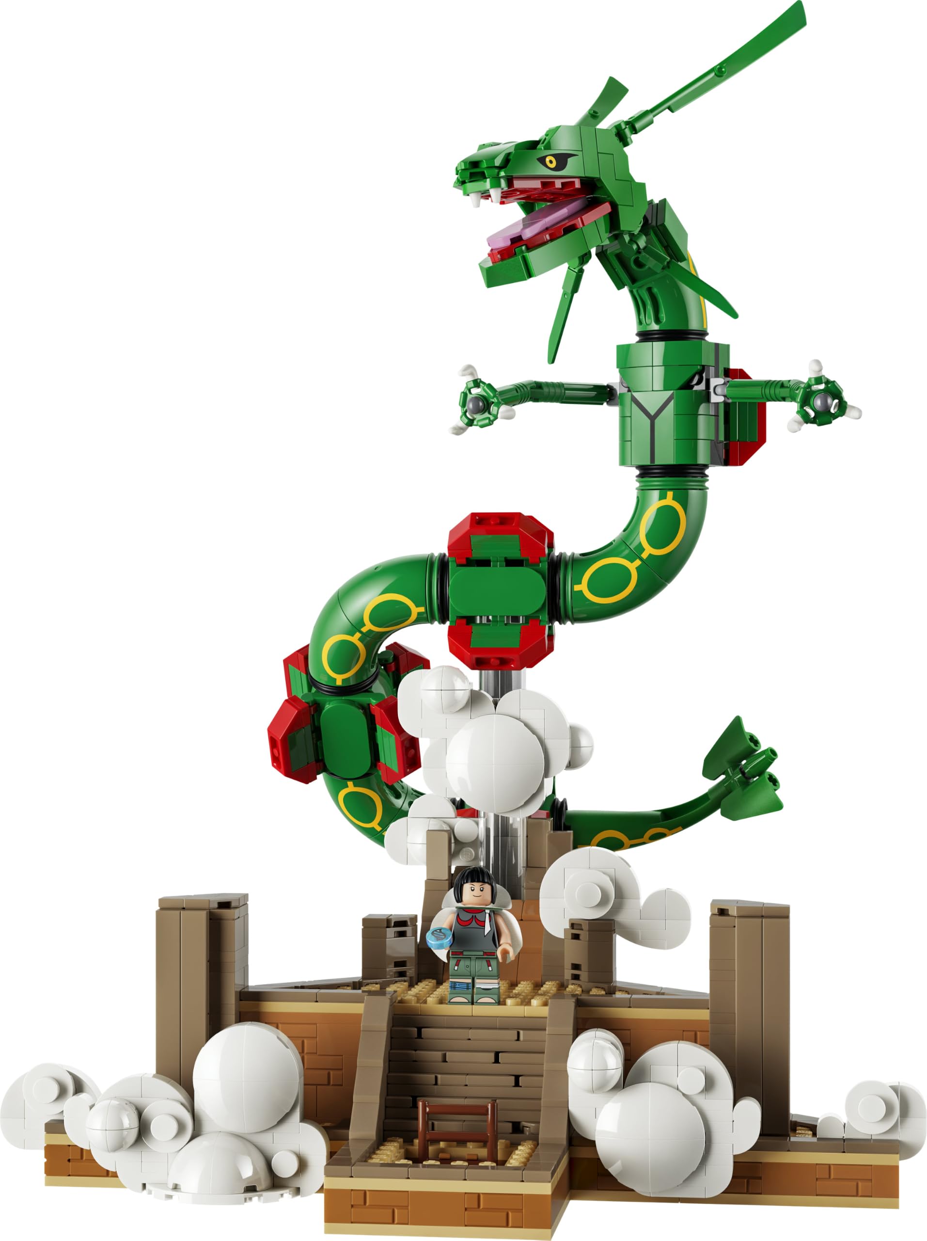 LEGO Pokémon Rayquaza - Modellbausatz für Erwachsene mit Drachenfigur, Trainerin Amalia Minifigur & Ultraball - DIY Zimmer oder Regal Deko - Sammelbares Gaming Geschenk - 72168