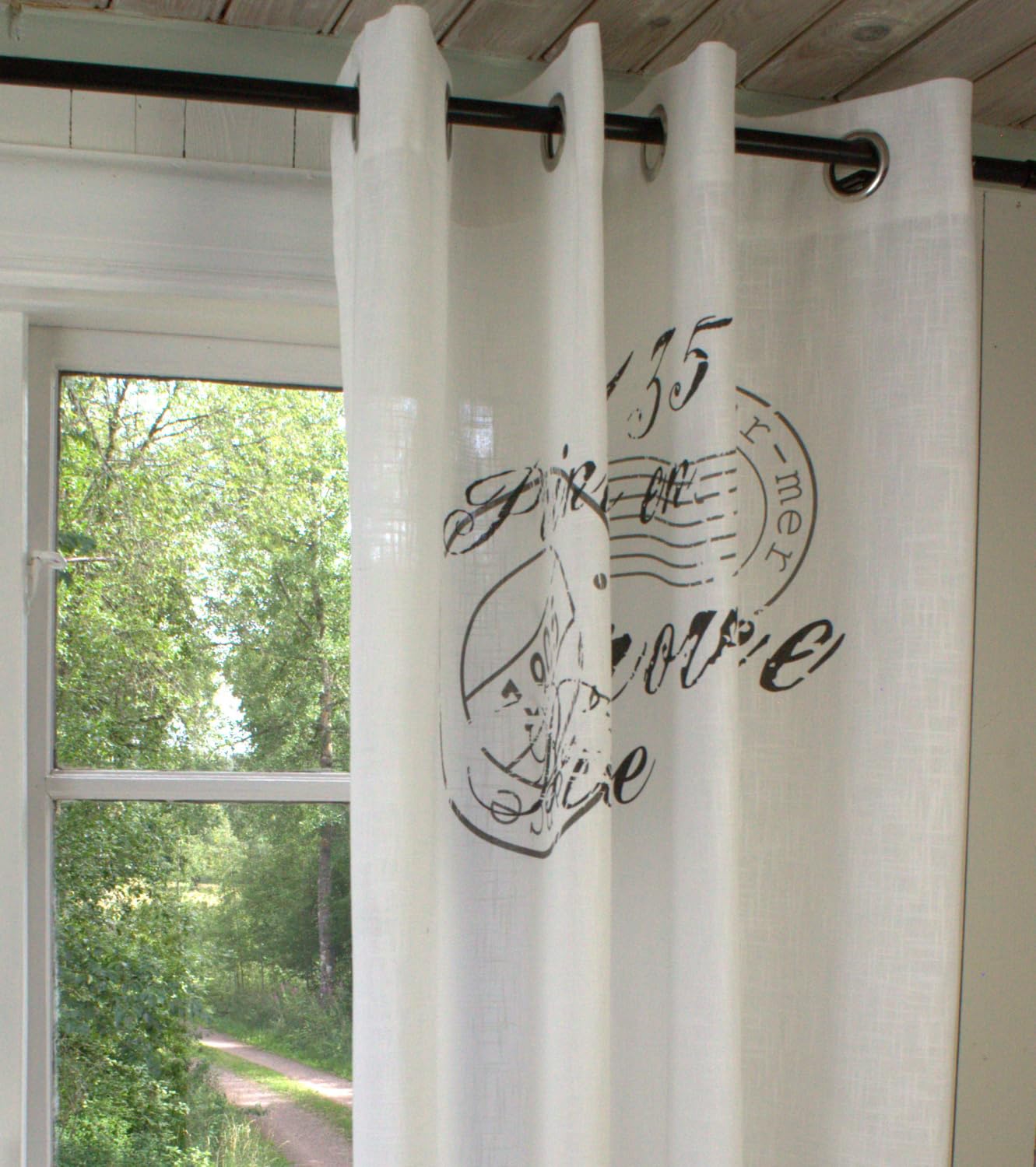 Raff Gardine Nice GRAU 100 x 100 cm BxL(H) Rollo Weiß Landhaus Vintage Shabby
