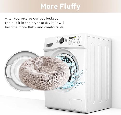 Miniatura 6 de Western Home - Cama para perros y gatos de piel sintética, cama relajante original para mascotas pequeñas, medianas y grandes, antiansiedad, dona,