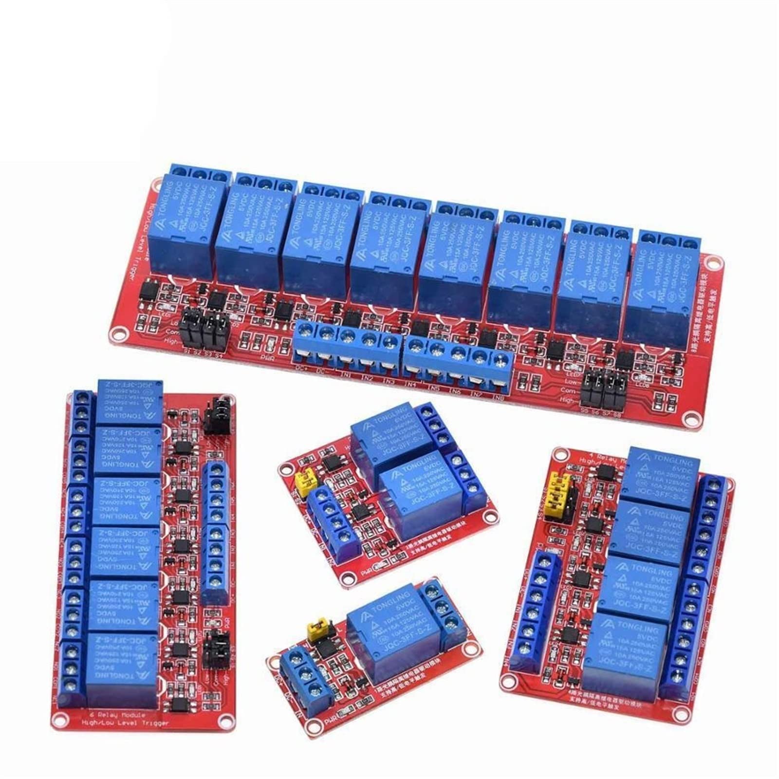 Module de Relais 1 2 4 6 8 canaux 5V 12V, Bouclier Carte avec Support optocoupleur, déclencheur Niveau Haut et Bas pour