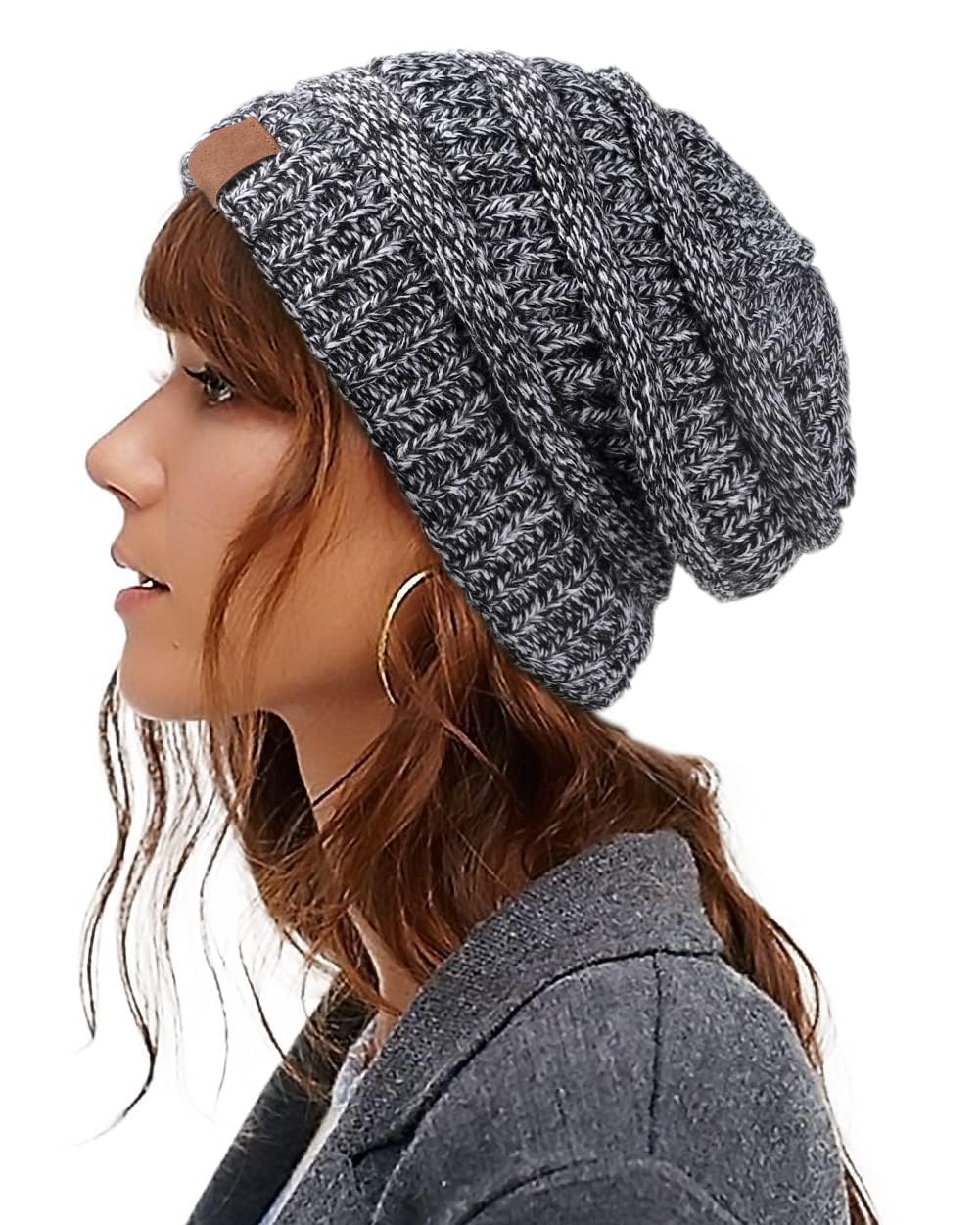 – Women's Satin Lined Winter Beanie - Soft Cable Knit Hat for Men and Women with Silk Lining - Thick, Chunky, and Warm Slouchy Cap for Cold Weather Comfort