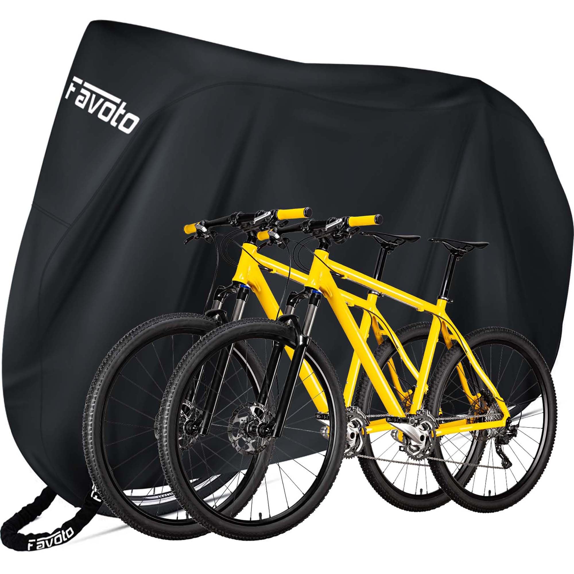 Favoto Bike Cover for 2 Bikes Waterproof 210T Bicycle Cover Outside Storage UV Protection Windproof Dustproof with Lock Hole for Mountain Bike Road Bike 78.7 x 27.5 x 44 inch