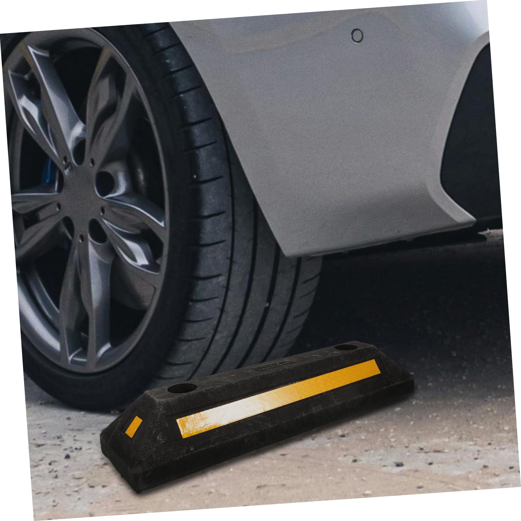 Zerodeko Tope de Rueda de Goma Portátil para Garaje Función Antirretroceso, Calzo Resistente para Ruedas de Vehículos y Remolques en Estacionamiento Seguro