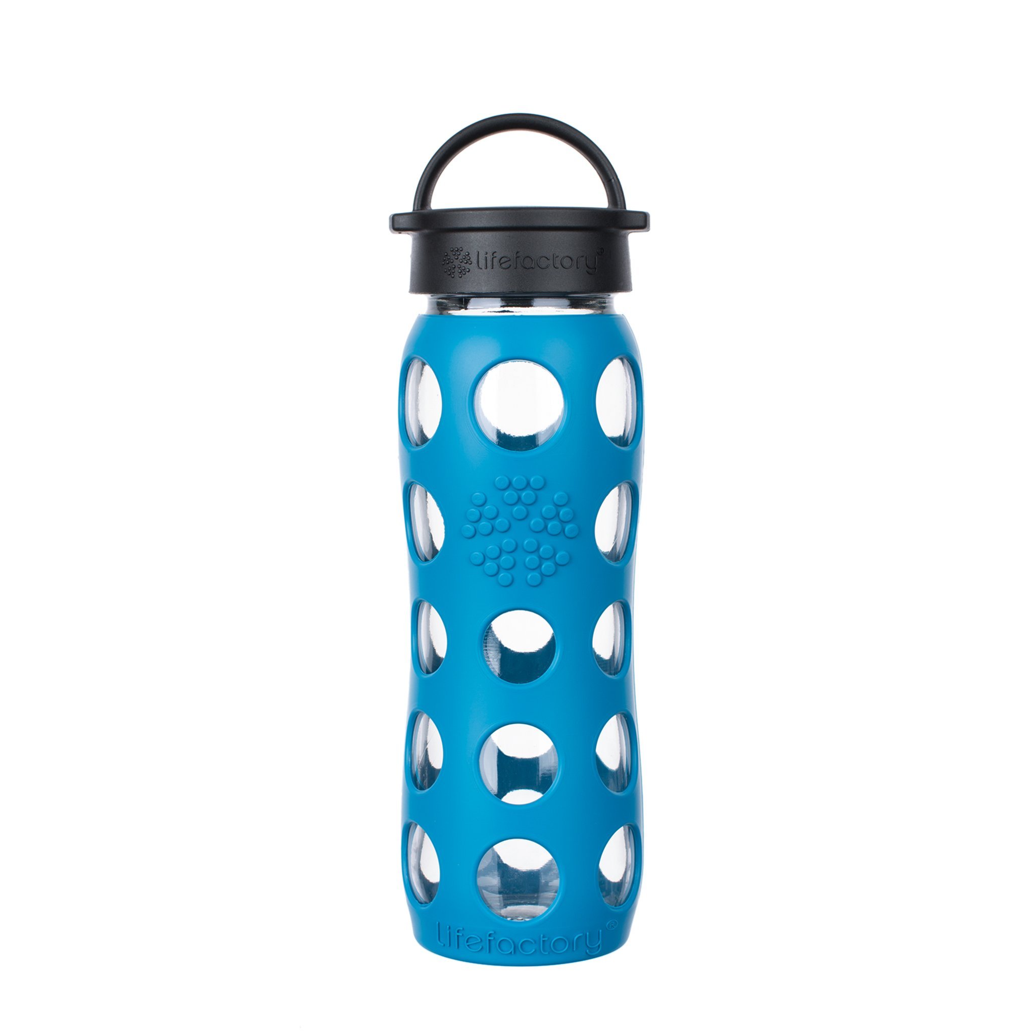 Lifefactory Glas Trinkflasche mit Silikon-Schutzhülle, BPA-frei, auslaufsicher, spülmaschinenfest, 650ml, blau