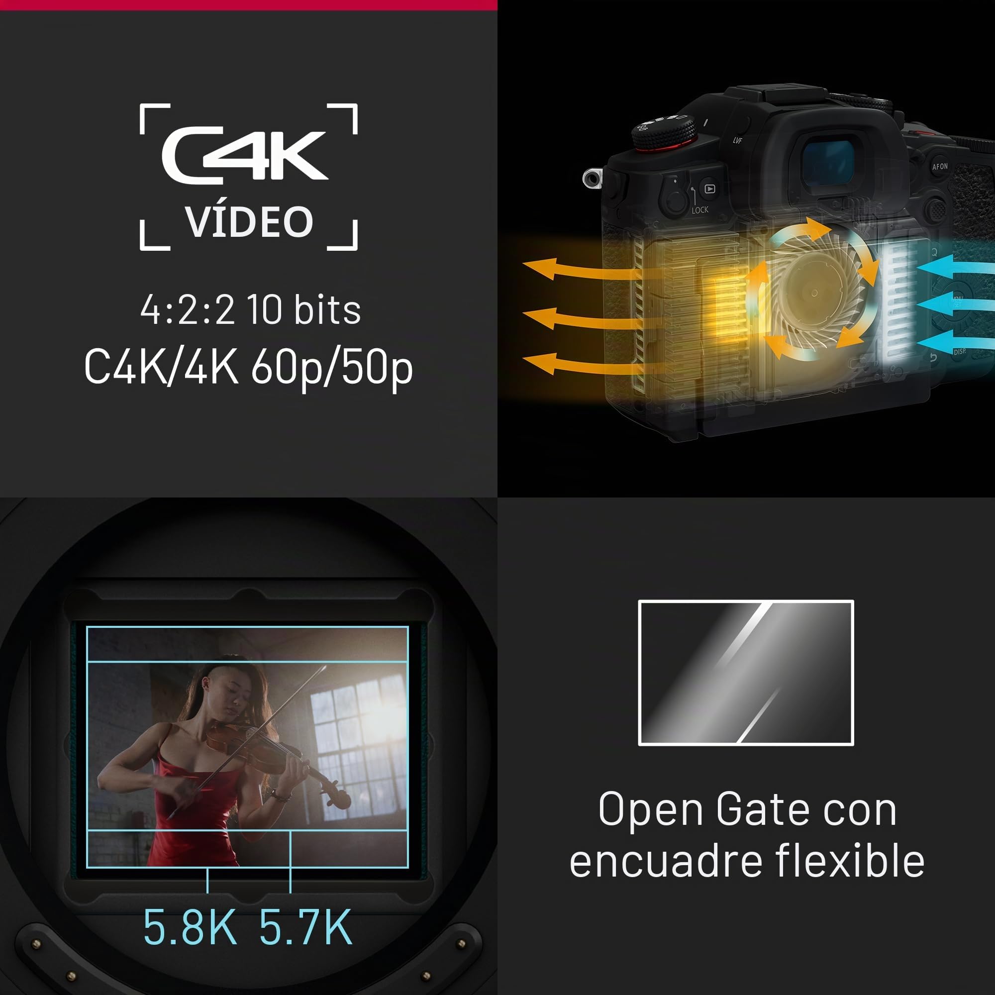 Panasonic Lumix DC-GH7ME Micro Cuatro Tercios Cámara Sin Espejo, con Lente 12-60mm, Lumix G Vario H-FS12060, 25,2 MP, C4K/4K 4:2:2 60/50p, AF Híbrido Fases, IS Activo, ProRes Raw HQ, OLED, Negro