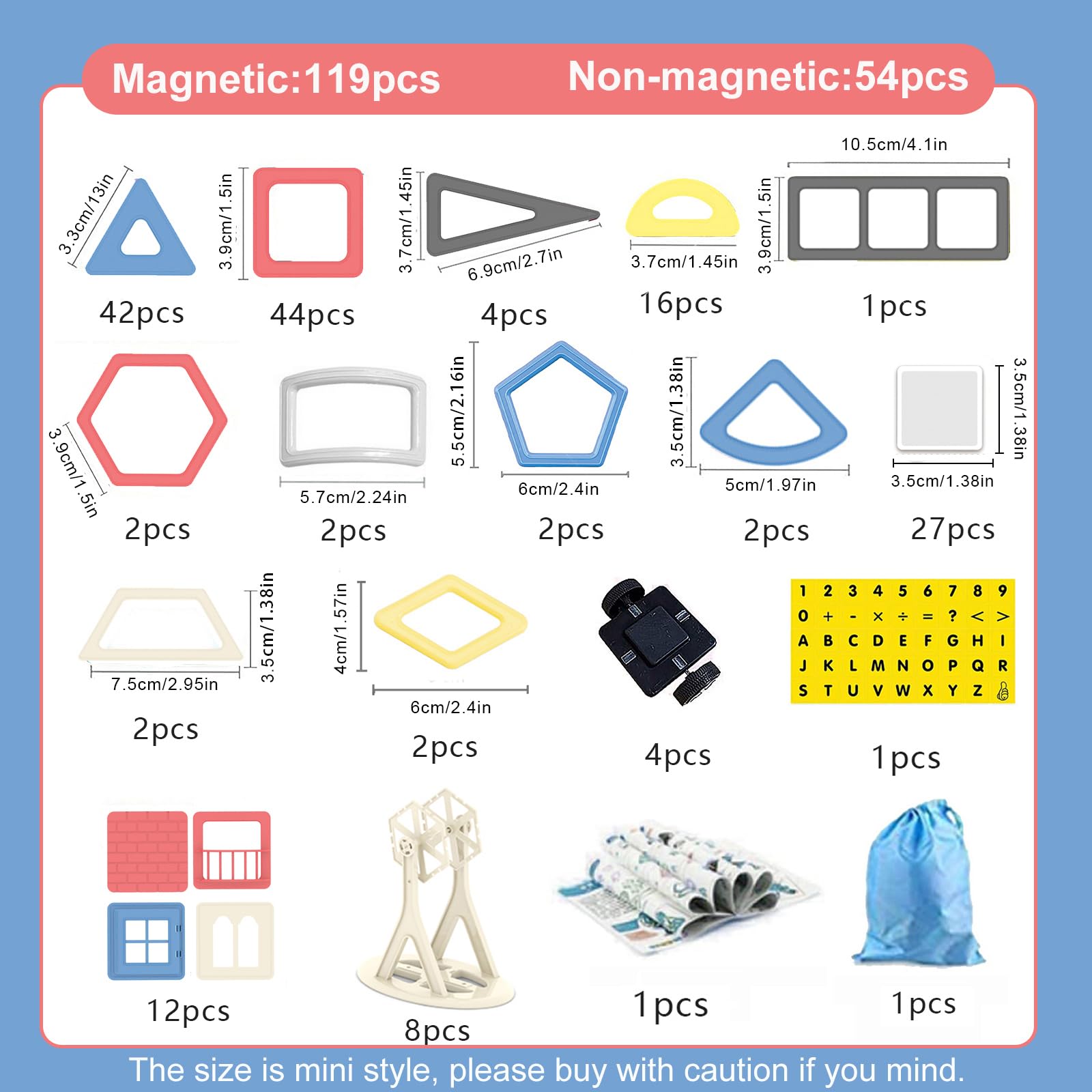 Magnete Piastrelle da Costruzione 173 Pezzi Mini Blocchi Magnetici impilabili 3D Bambini Apprendimento STEM Giocattoli per Ragazze e Ragazzi Regalo Educativo per Bambini